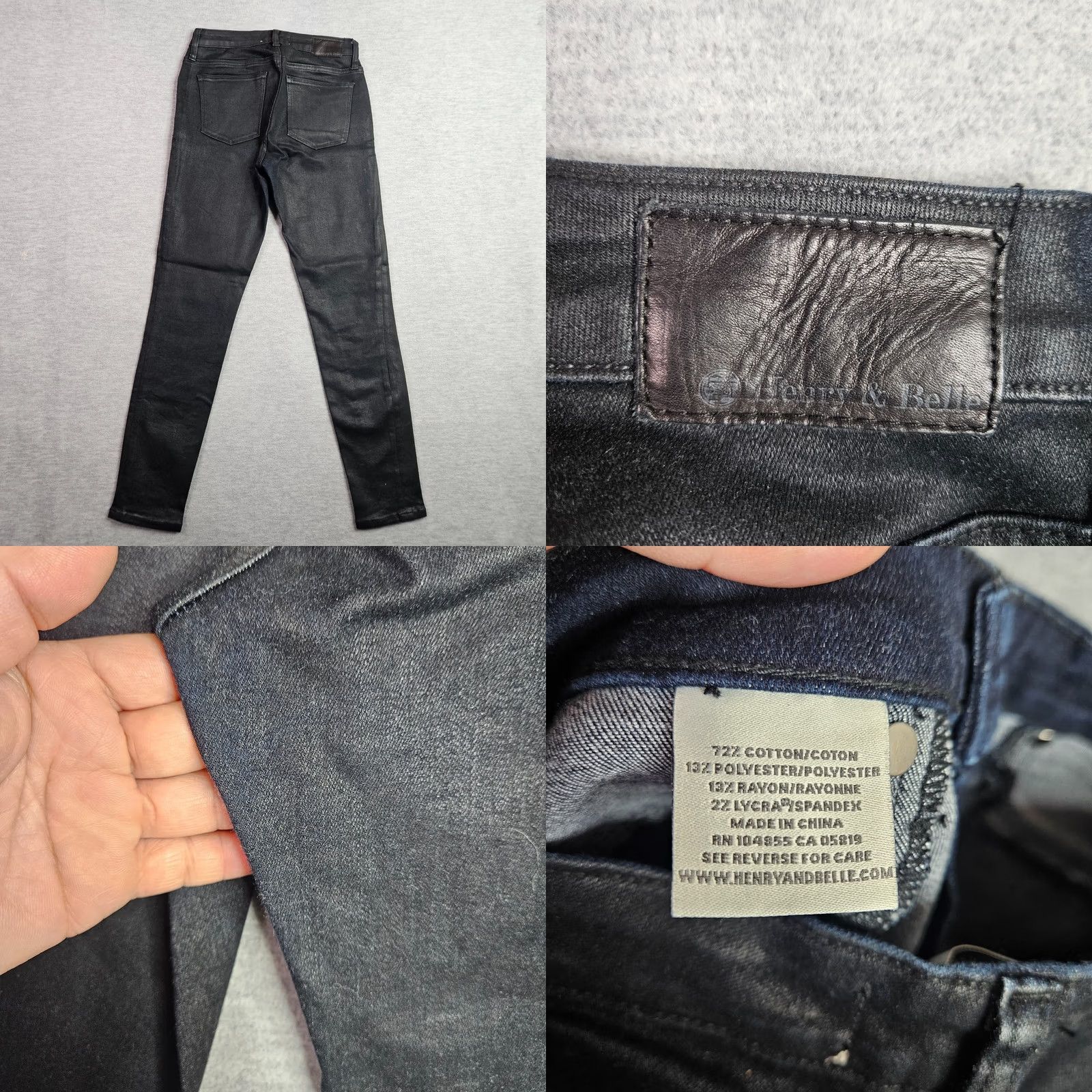 Vintage Henry & Belle Jeans Women Black Low Rise Skinny Size 28 Denim 5-Pocket Regular Rise Slim Fit Belted Stretch Machine Washable Vintage: No Size 28" / US 6 / IT 42 - 8 Thumbnail