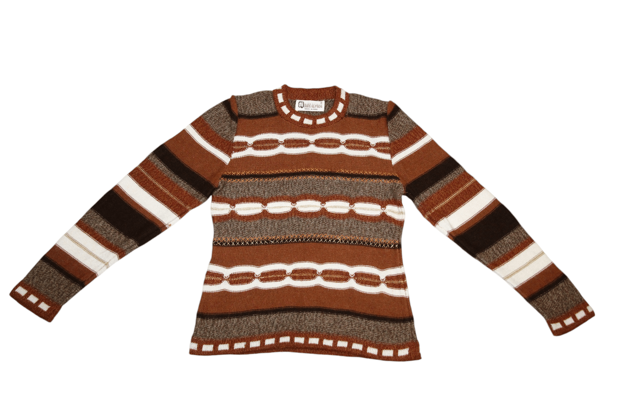 Homespun Knitwear VTG Handcrafted Alpaca Wool Knit Sweater Tribal Pattern Size M / US 6-8 / IT 42-44 - 3 Thumbnail