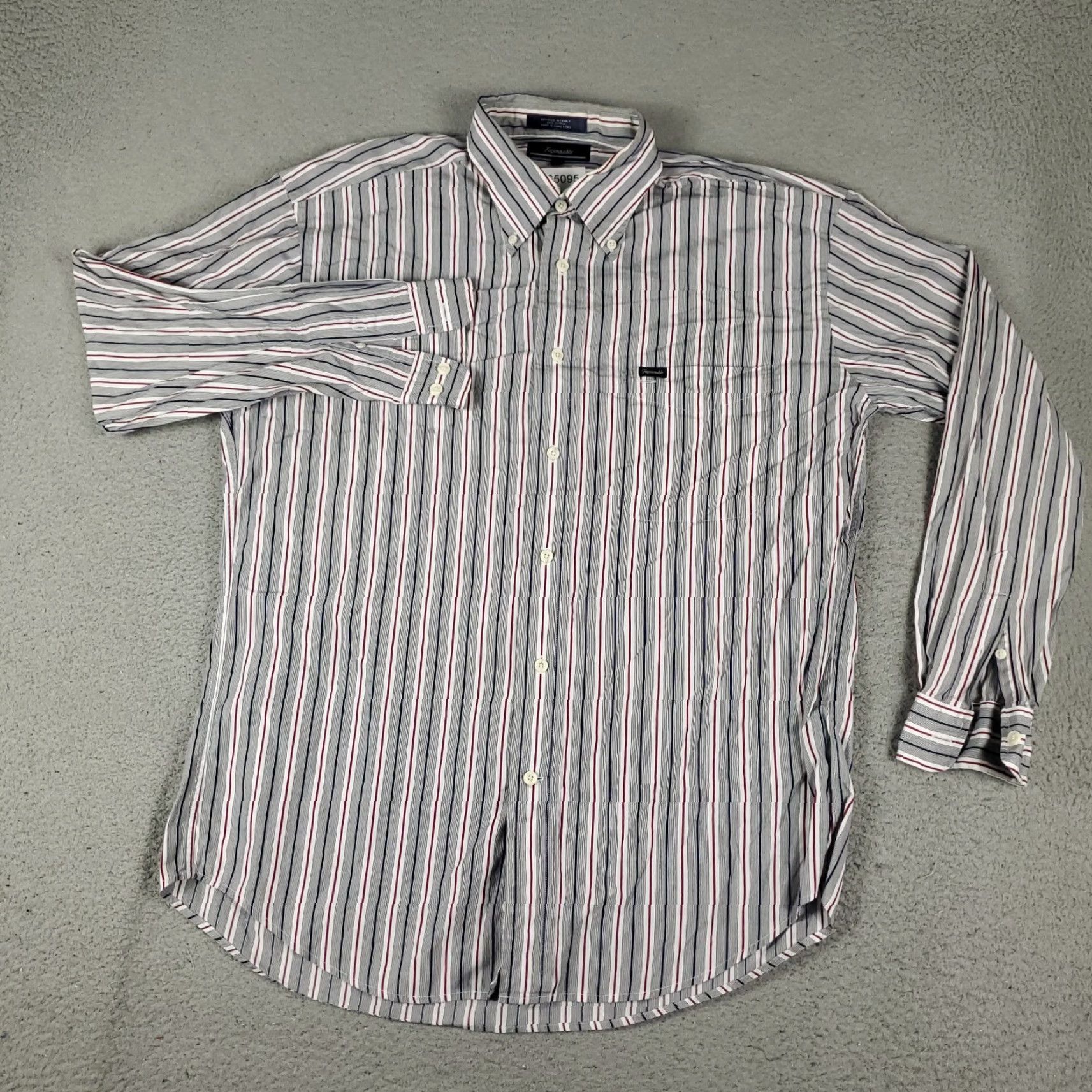 Faconnable Façonnable Shirt Mens L Gray Striped Button-Up Long Sleeve Casual Business Formal Wedding Workwear Size US L / EU 52-54 / 3 - 2 Thumbnail