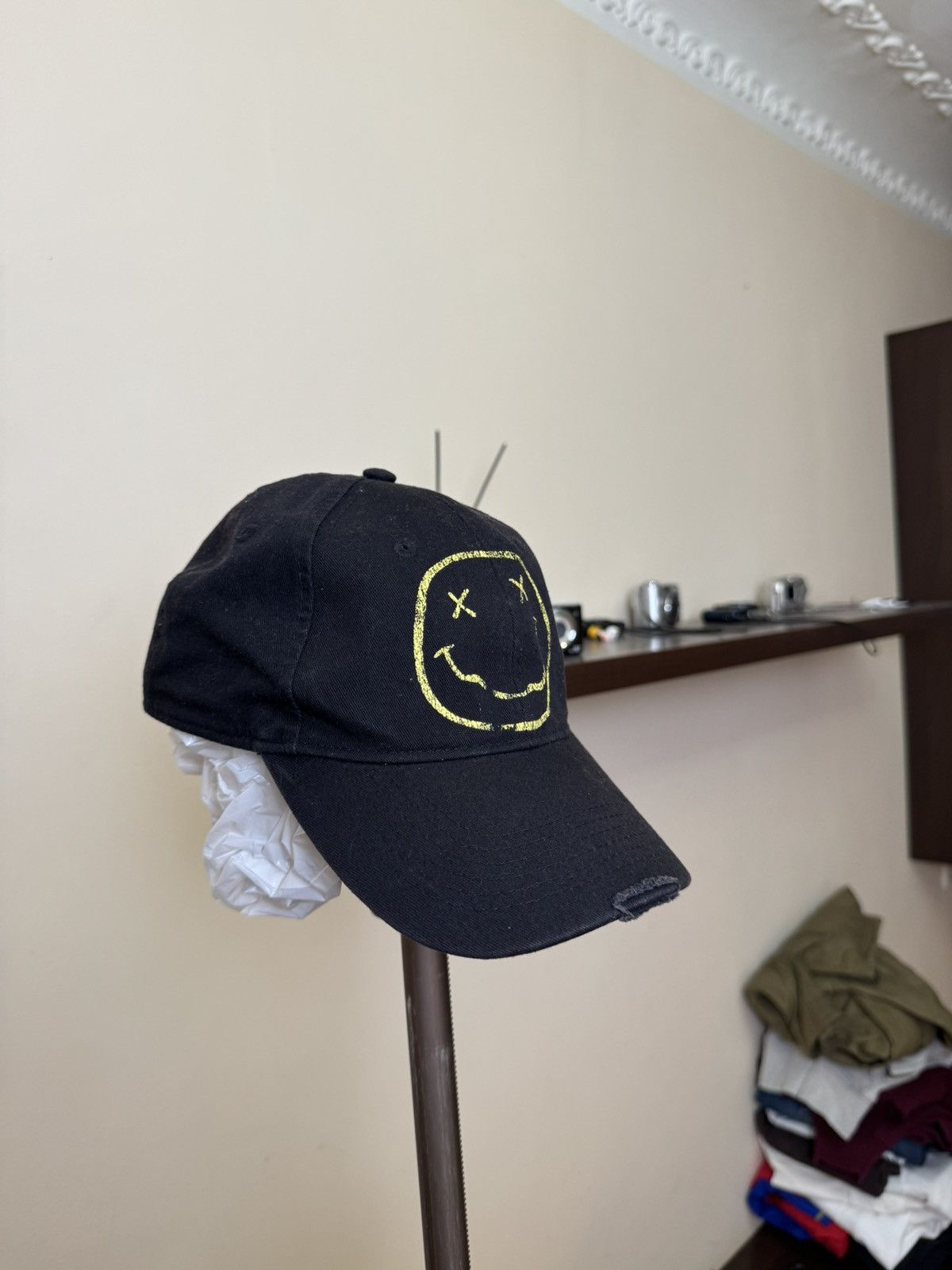 Nirvana Vintage Nirvana Cap Smiley Face Black 2011 Grunge Rock Band Size ONE SIZE - 8 Thumbnail