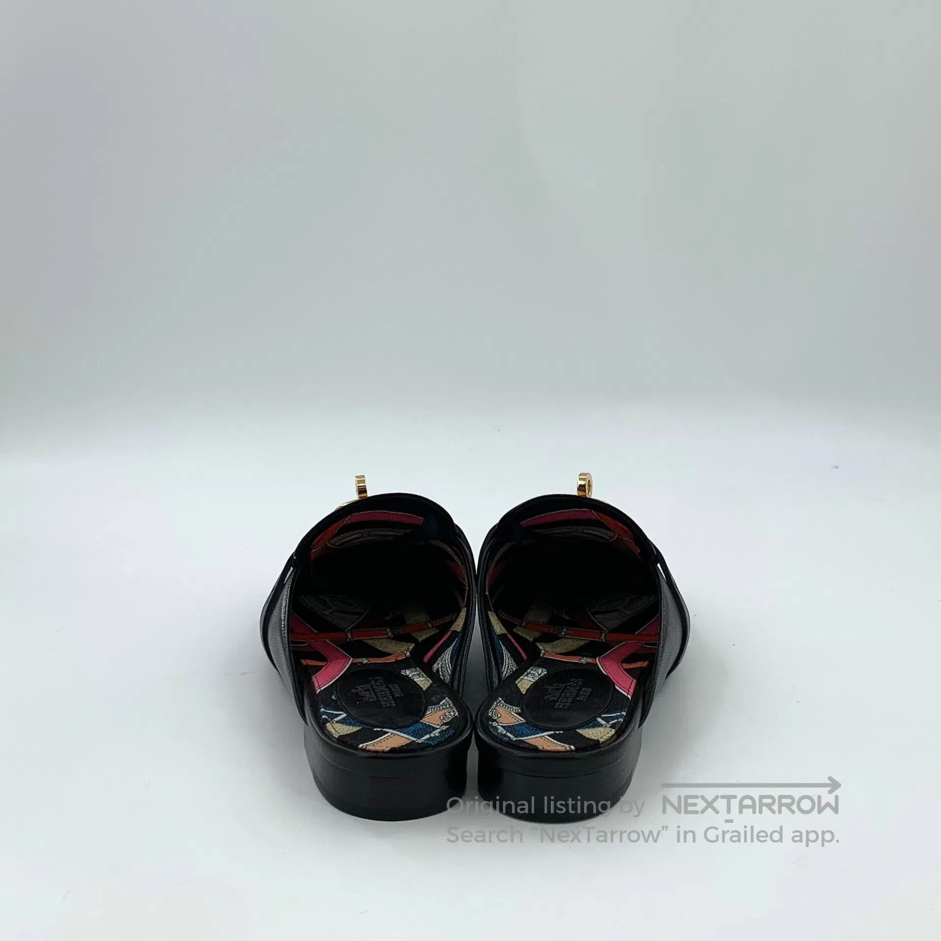 Hermes Hermes Black Leather Round Toe Casual Flat Mule Slippers| Size US 5.5 / IT 35.5 - 4 Thumbnail