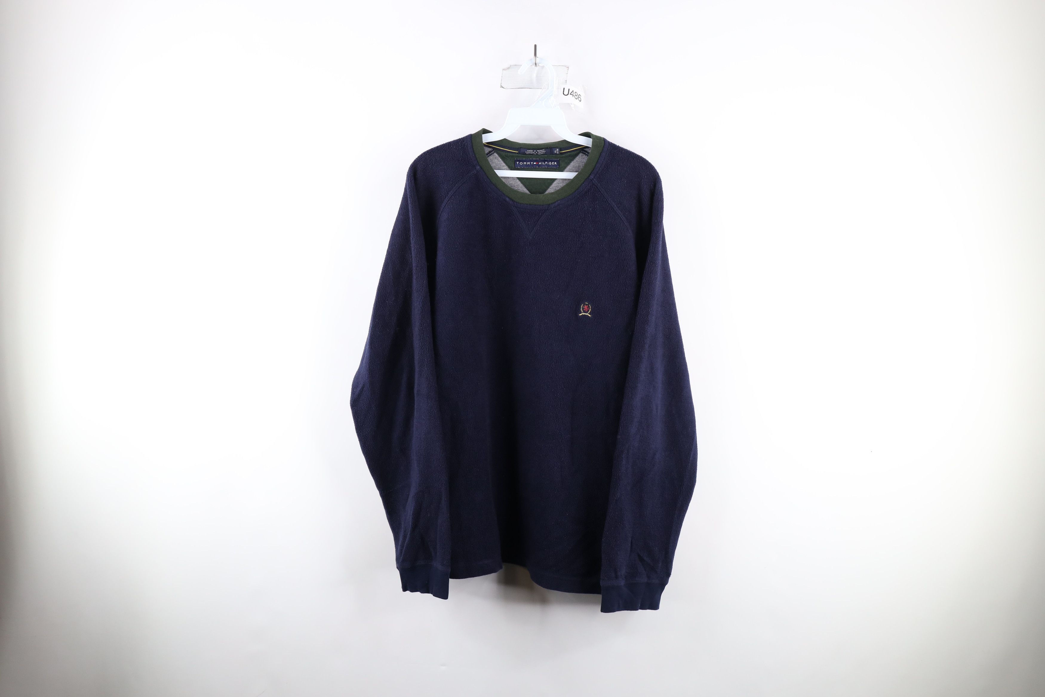 fleece tommy crewneck sweatshirt