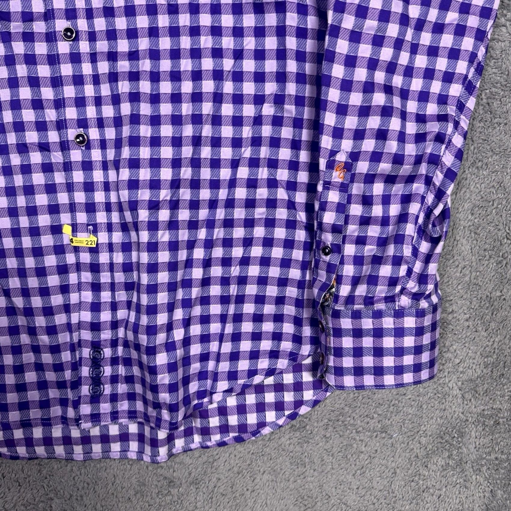 Robert Graham Robert Graham Shirt Mens XL Flip Cuff Classic Preppy Gingham Check Floral Art Size US XL / EU 56 / 4 - 5 Thumbnail