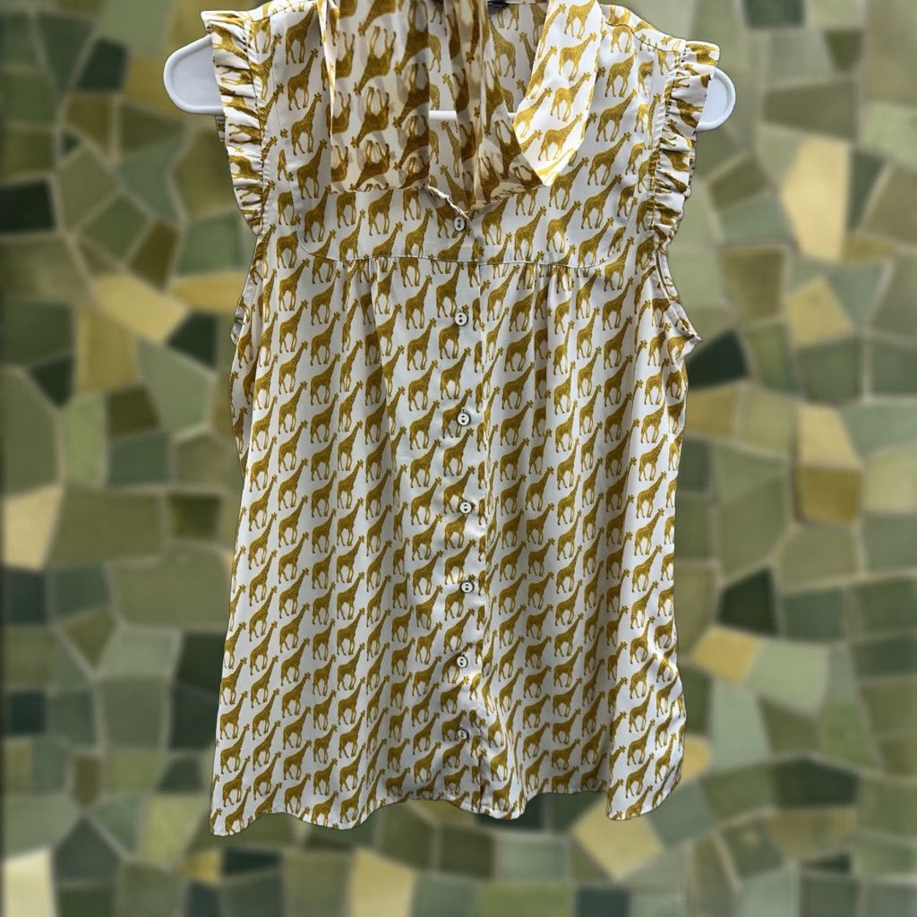 Tommy Hilfiger Tommy Hilfiger Womens Tank Top Size Large Button Up Giraffe Yellow Necktie Size L / US 10 / IT 46 - 1 Thumbnail