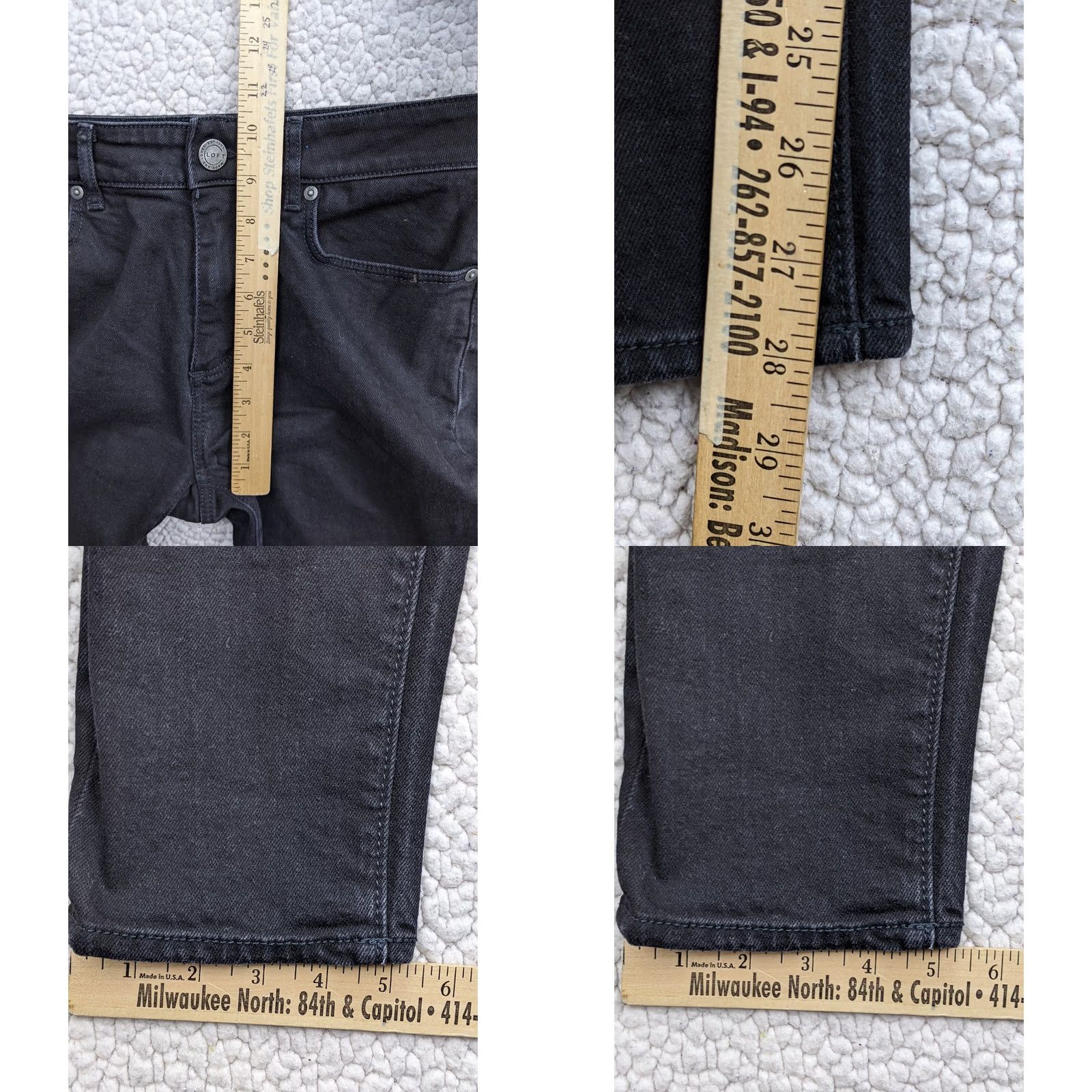 Loft LOFT Curvy Flare Jeans Womens 14 Blue Dark Wash Mid Rise 32 Inseam Zip Fly Stretch Button WAISTLYeah? Size 25" / US 0 / IT 36 - 9 Thumbnail