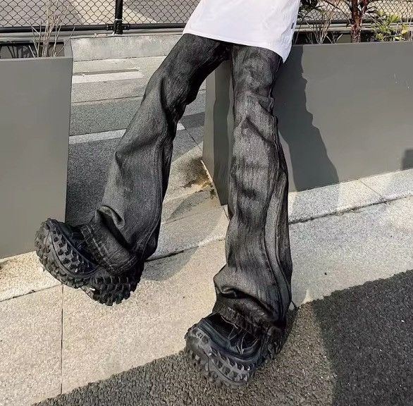 Japanese Brand Heavyweight washed and waxed micro flare jeans Size US 34 / EU 50 - 9 Thumbnail