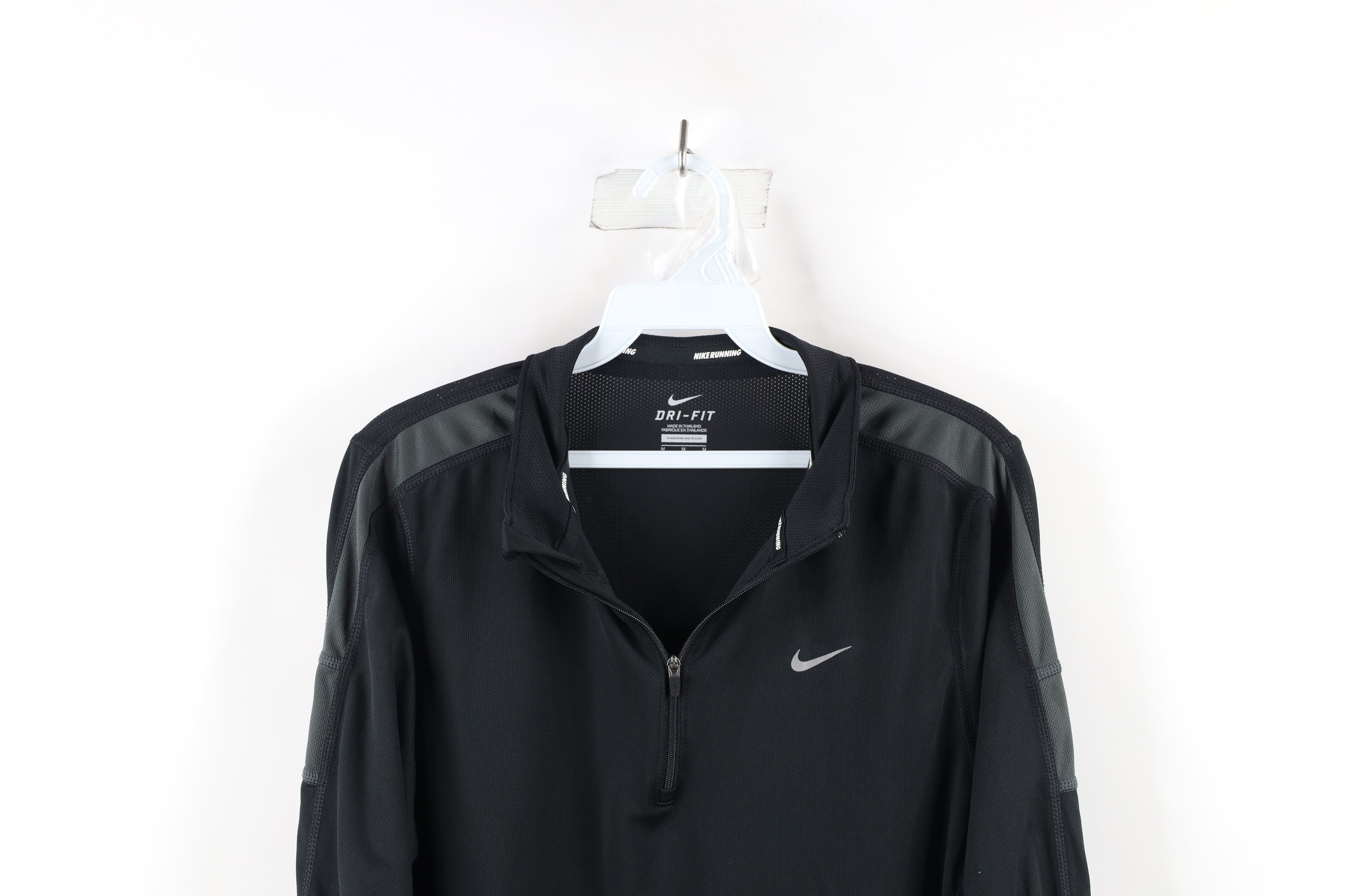 Nike × Vintage Nike Running Swoosh Lightweight Half Zip Pullover Top Black Size US M / EU 48-50 / 2 - 2 Thumbnail