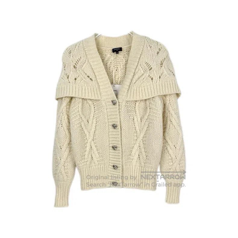 Chanel Chanel Milky white half wool hollow pattern sweater Size XXS / US 00 / IT 34 - 1 Thumbnail