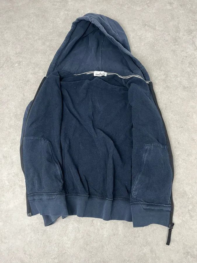 Stone Island Navy Signature Minimalist Zip-up Hoodie