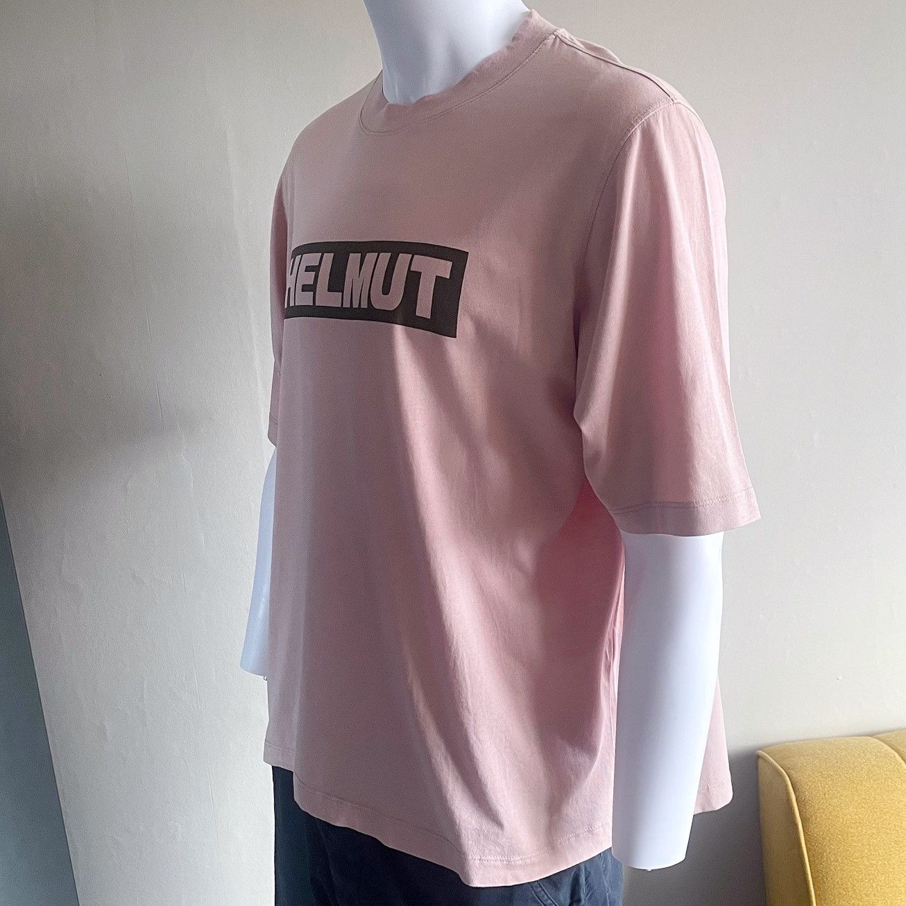 Helmut Lang Helmut Lang Pink Boxy Box Logo T Shirt Size US M / EU 48-50 / 2 - 2 Thumbnail