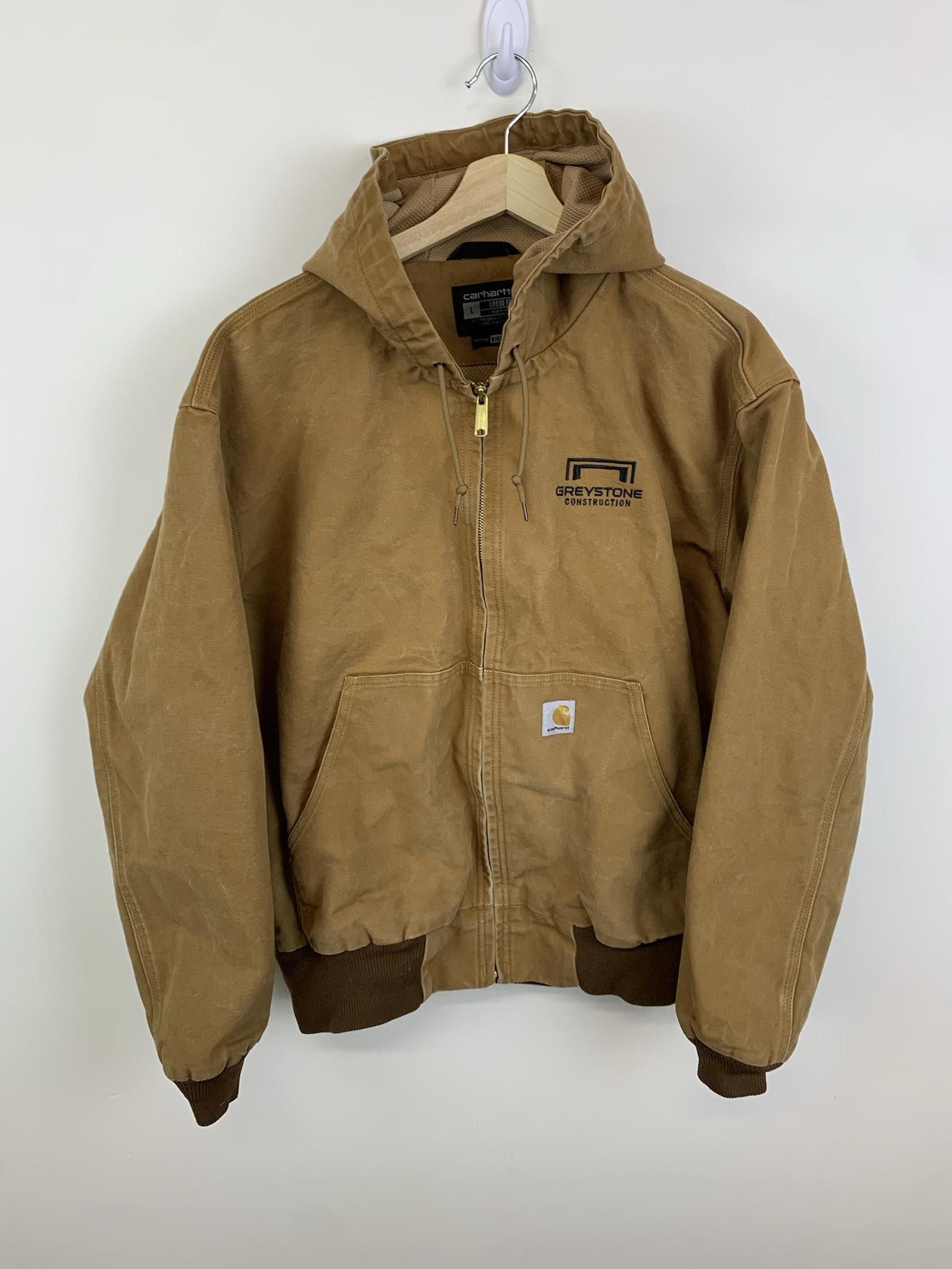image of Carhartt Greystone Construction Hooded Active Jacket in Tan, Men's (Size Large)