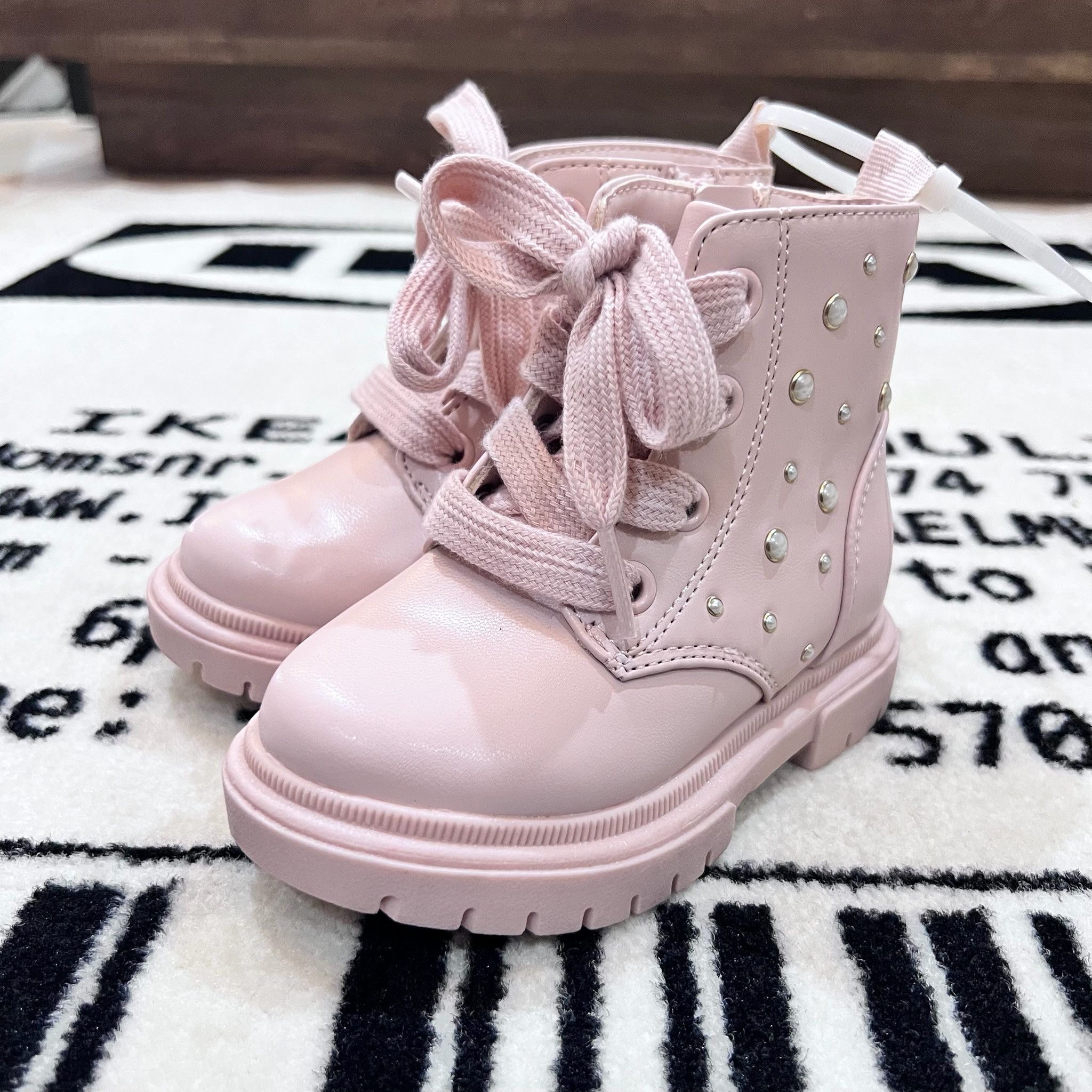Other Cat & Jack Studded Pearl Amaya Lace Up Combat Winter Boots Size US 6 / IT 36 - 2 Thumbnail
