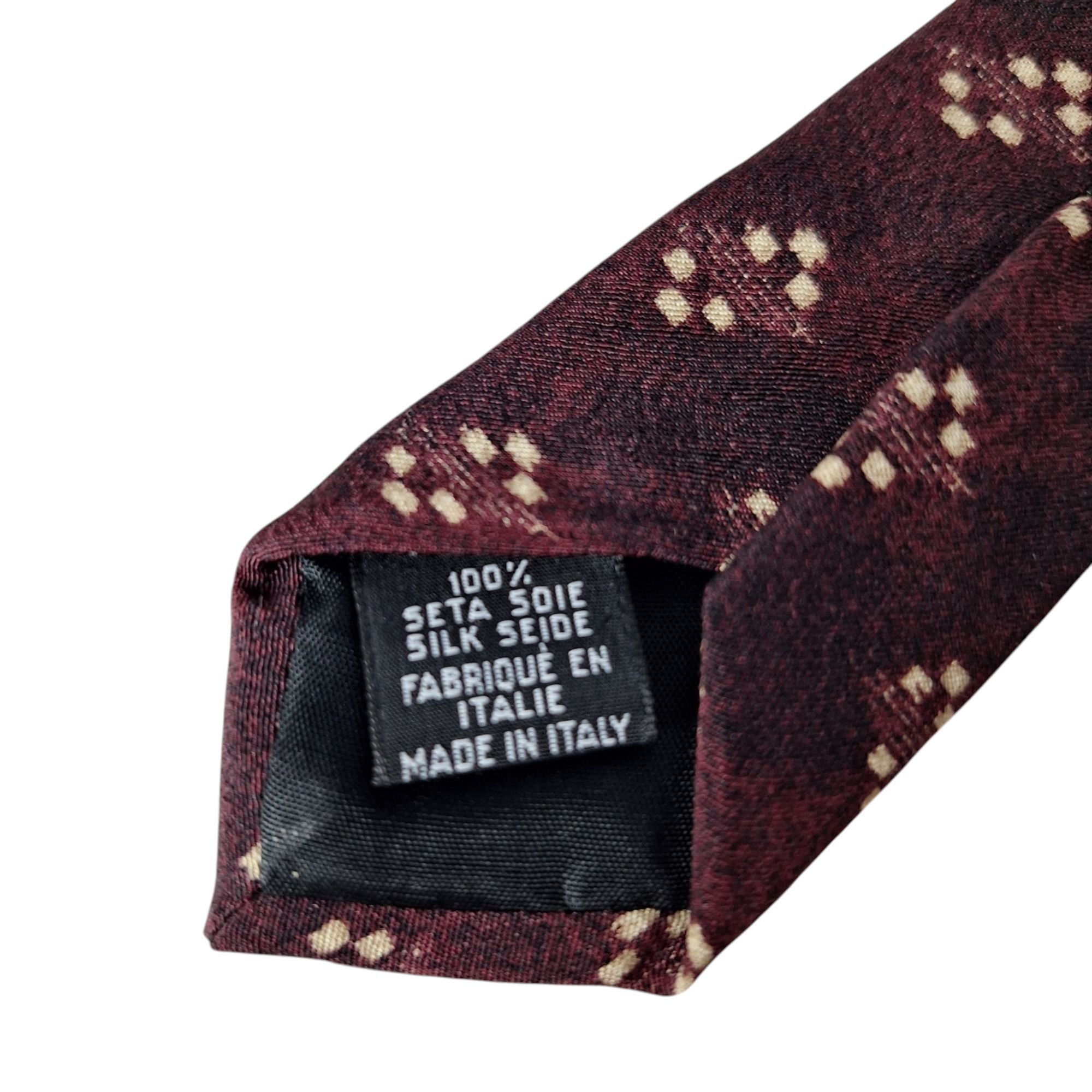 Hugo Boss Hugo Boss Silk Tie Burgundy Tan Diamond Geometric Pattern Ma Size ONE SIZE - 7 Thumbnail