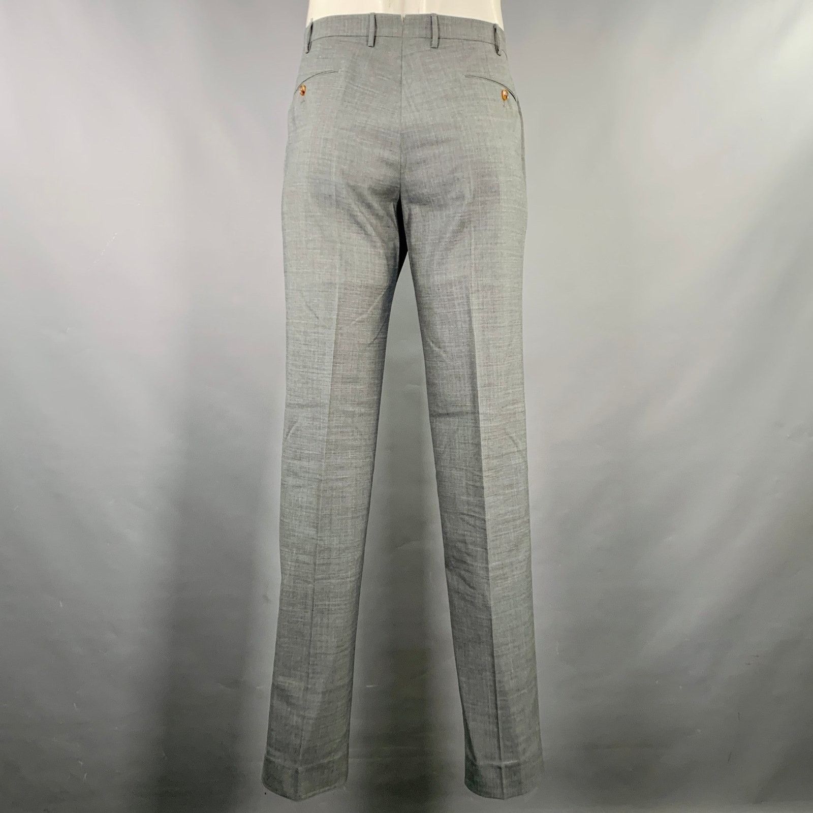 Other Size 36 Grey Heather Polyester Blend Flat Front Dress Pants Size US 36 / EU 52 - 3 Thumbnail