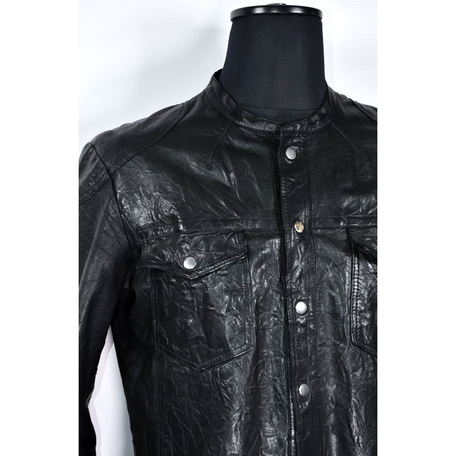 Allsaints All Saints Demon Shirt Jacket Men L Leather Black 58cm Chest 68cm Length Vintage? No Size US L / EU 52-54 / 3 - 2 Thumbnail