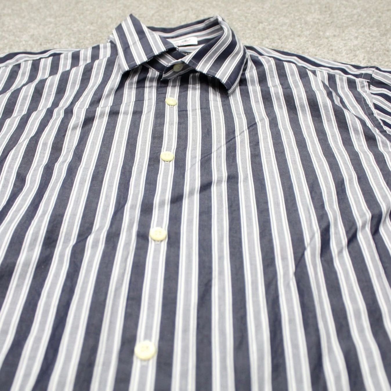 Banana Republic Banana Republic Shirt Mens Large Blue/Gray Striped Albini Fabric Cotton Button-Up Slim Fit Size US L / EU 52-54 / 3 - 4 Thumbnail