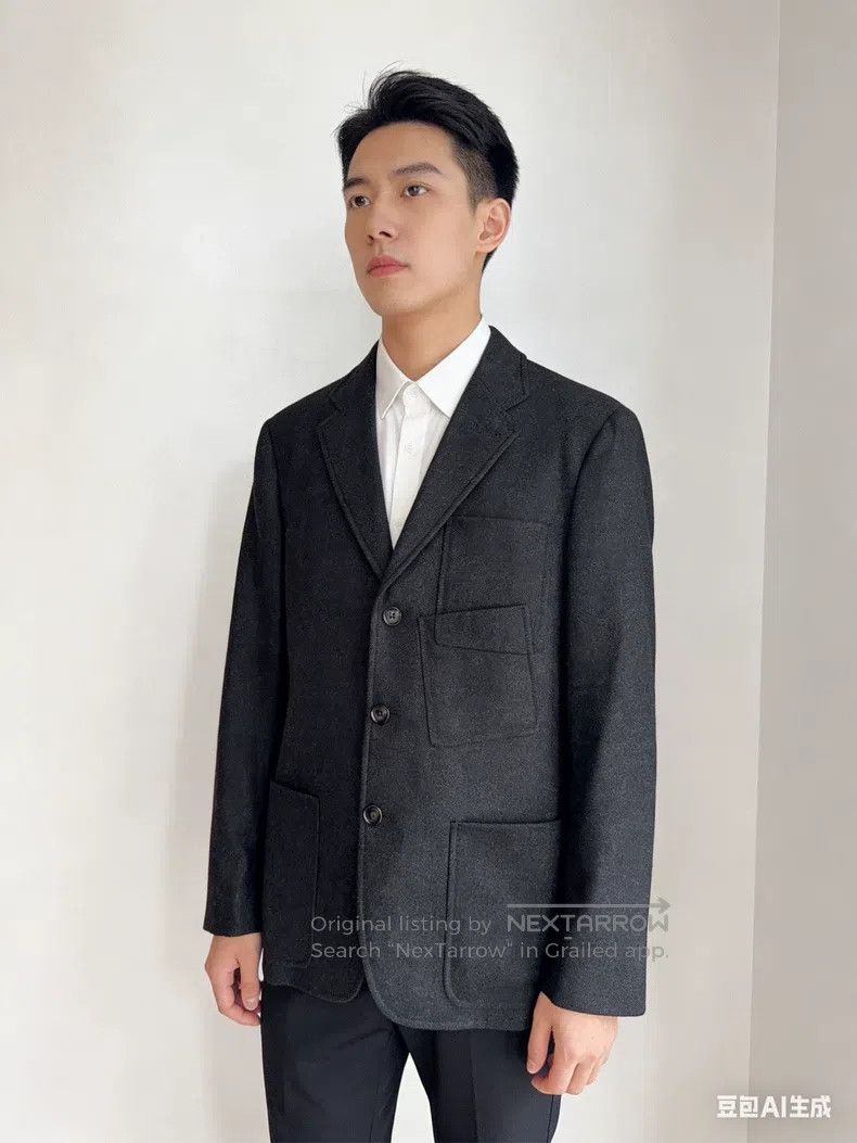 Hermes Hermes Black Woolen Men's Suit Jacket Size 48R - 3 Thumbnail