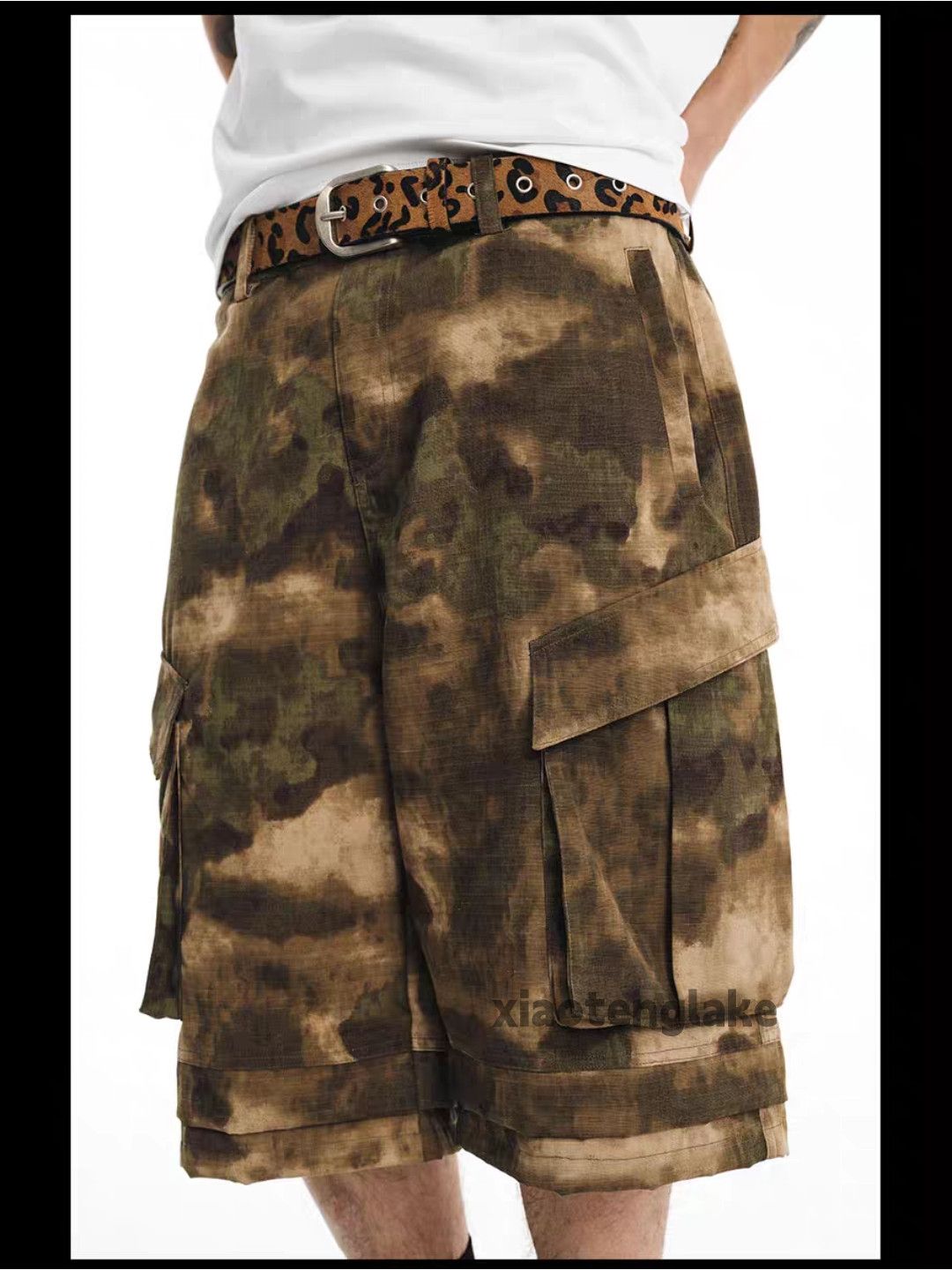 Designer × Japanese Brand × Vintage Utility washed faded tie dye hiphop cargo camo shorts Size US 34 / EU 50 - 8 Thumbnail