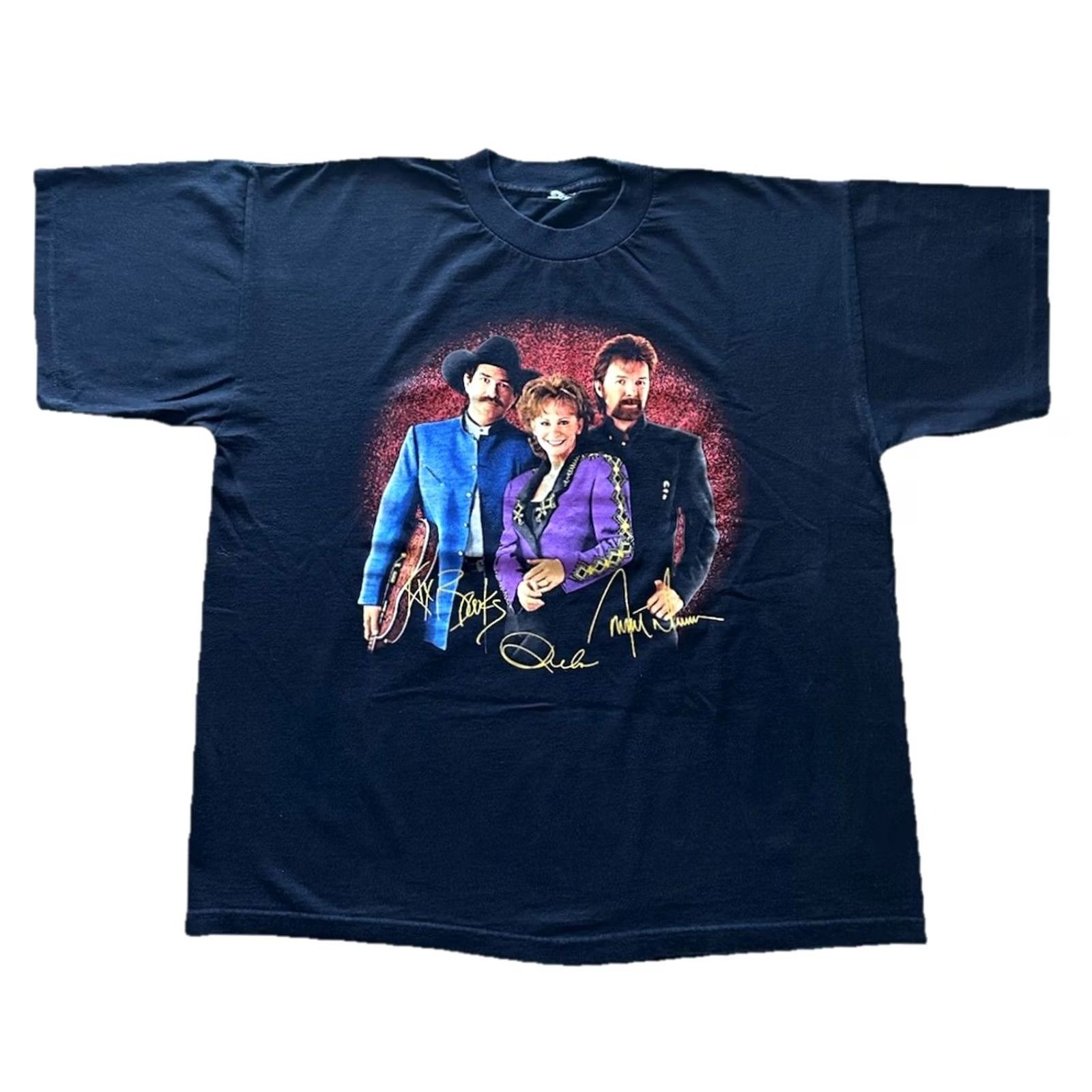 Brooks VINTAGE 1990s Brooks & Dunn Reba McEntire Tour T-Shirt XXL Country Music Tee Shirt Crew Neck Short Sleeve Black 100% Cotton Size US XXL / EU 58 / 5 - 2 Thumbnail