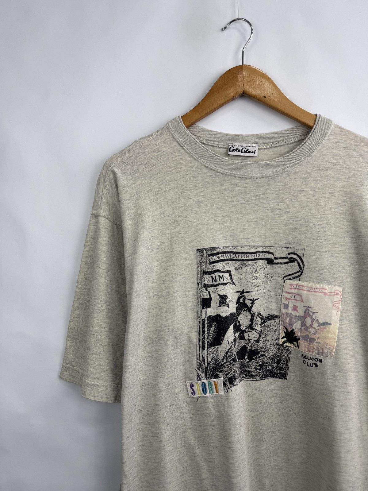 Carlo Colucci 🇫🇷 Vintage 90s Carlo Colucci Tripolitaine Retro Picture T-Shi Size US XL / EU 56 / 4 - 3 Thumbnail