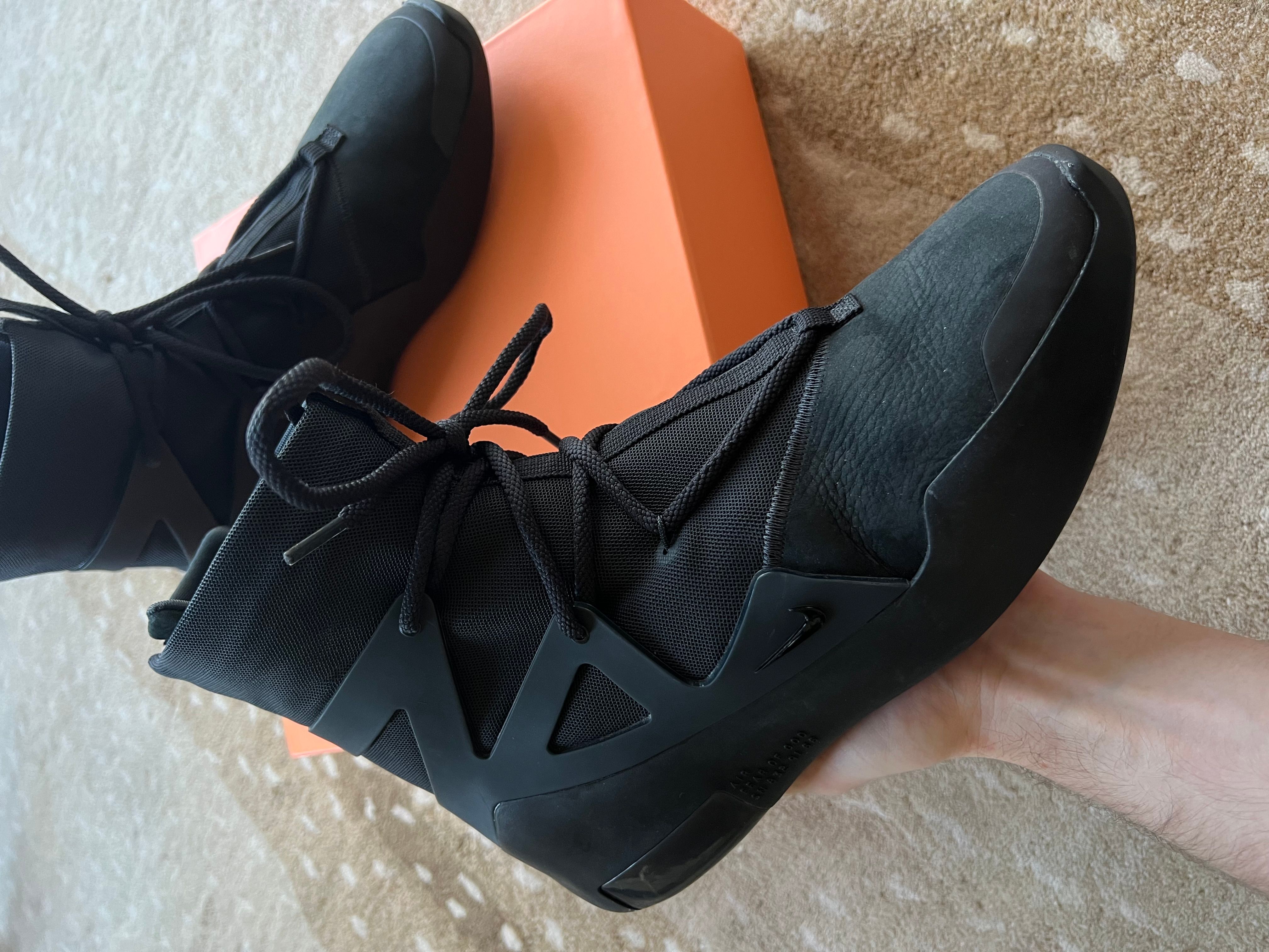 Pre-owned Fear Of God X Nike Air Fear Of God 1 'triple Black' Shoes