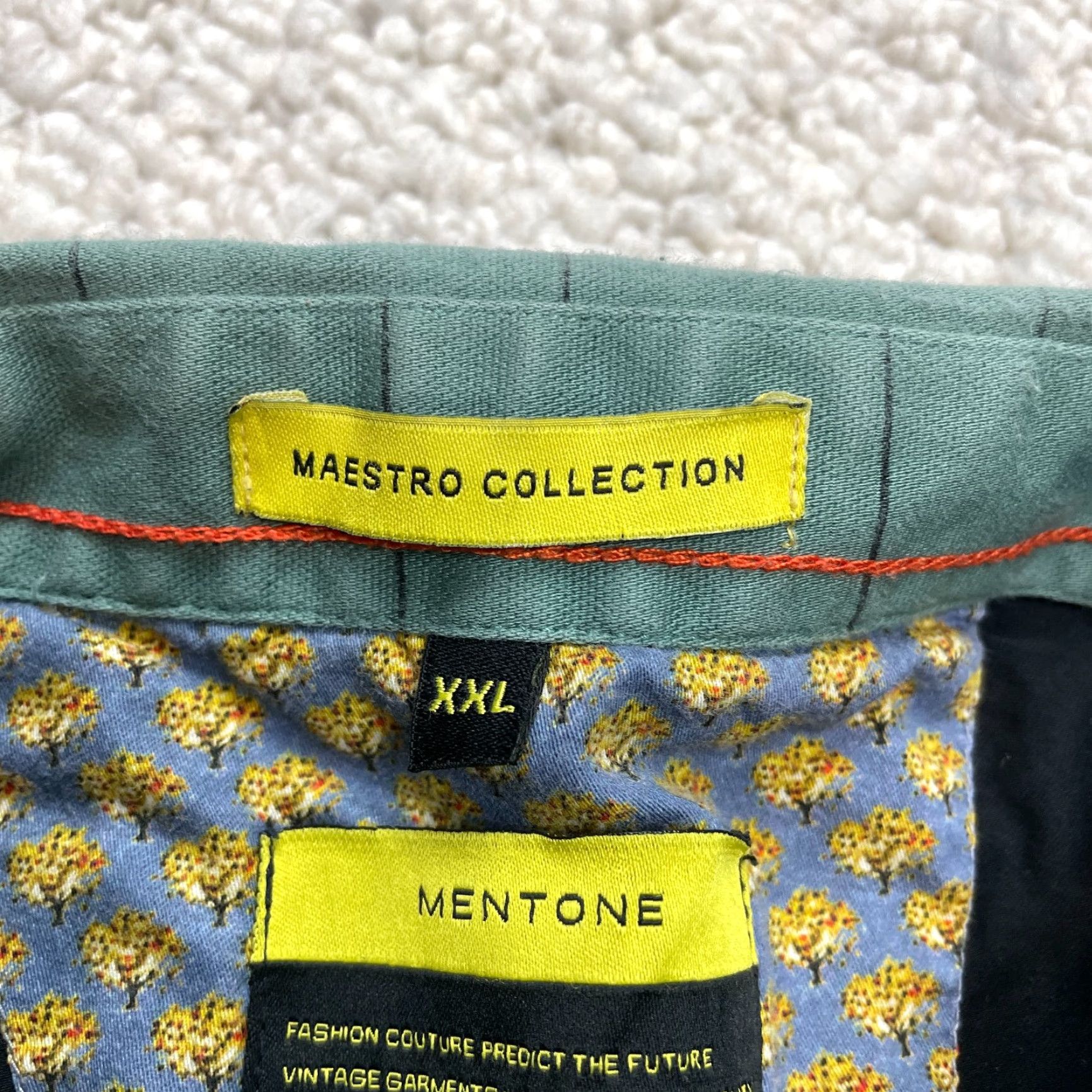 Vintage Mentone Shirt Mens L Green Check Slim Fit (Measures Like L) Size US L / EU 52-54 / 3 - 7 Thumbnail