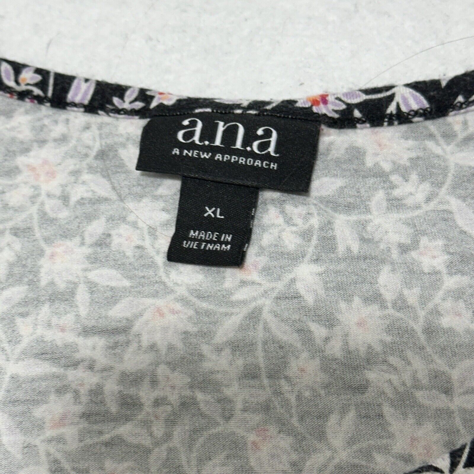 Other A.N.A XL Cap Sleeve Black Purple Floral Dress Pullover Size XL / US 12-14 / IT 48-50 - 9 Thumbnail