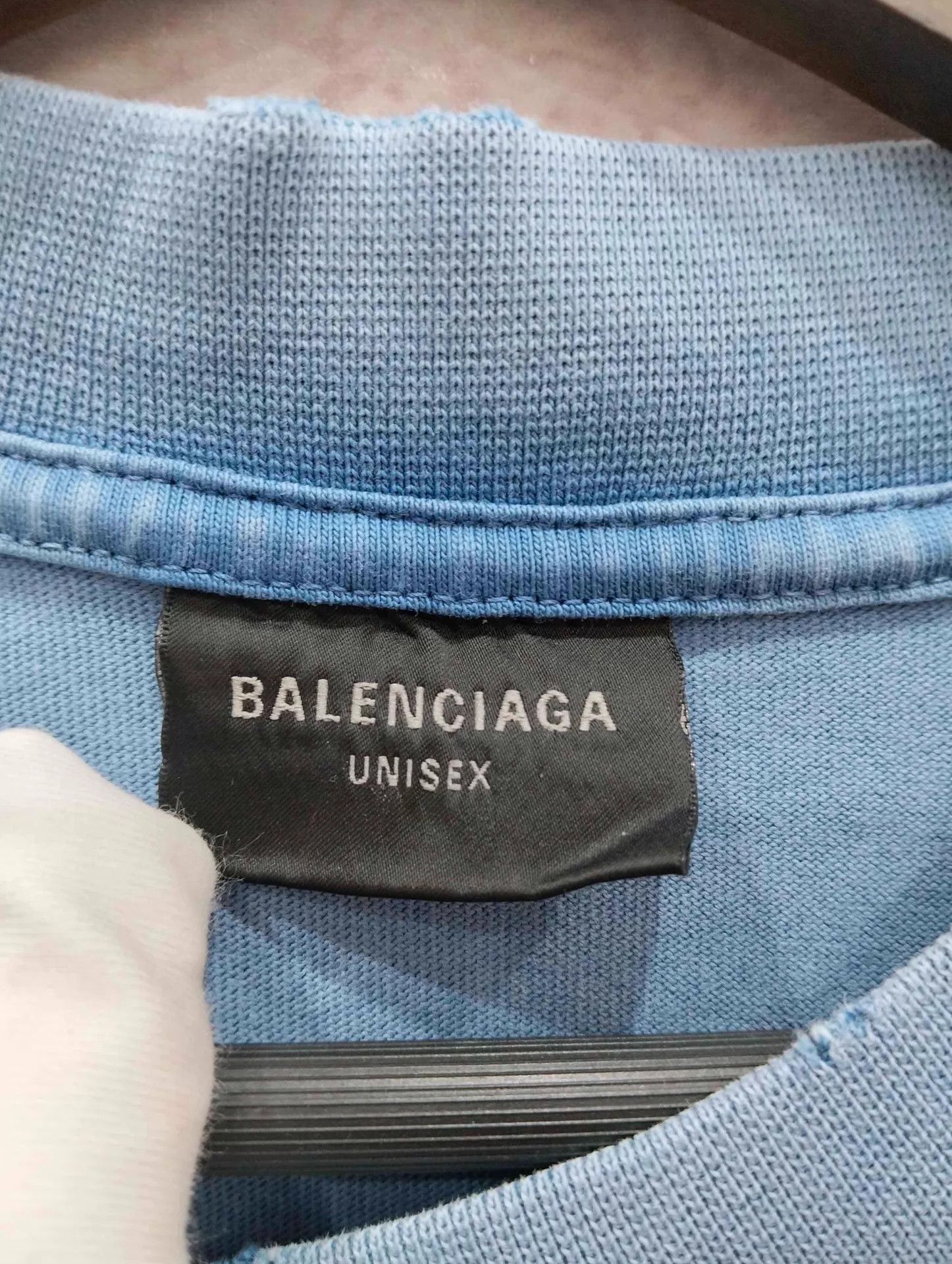 Balenciaga BALENCIAGA Mist Blue Tape Logo Short Sleeve T-Shirt L Size L / US 10 / IT 46 - 3 Thumbnail