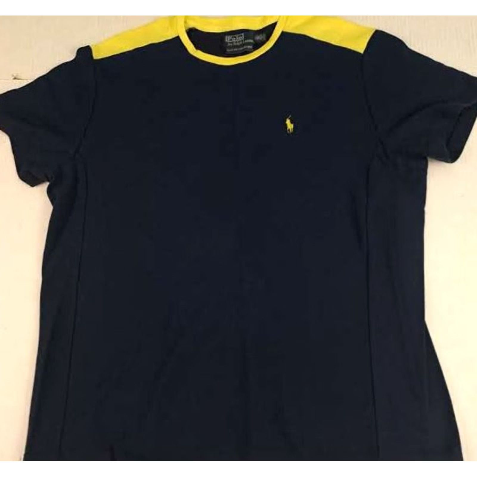 Polo Ralph Lauren VINTAGE Polo Ralph Lauren XL 90s Navy with Yellow Pony Trim Size US XL / EU 56 / 4 - 4 Thumbnail