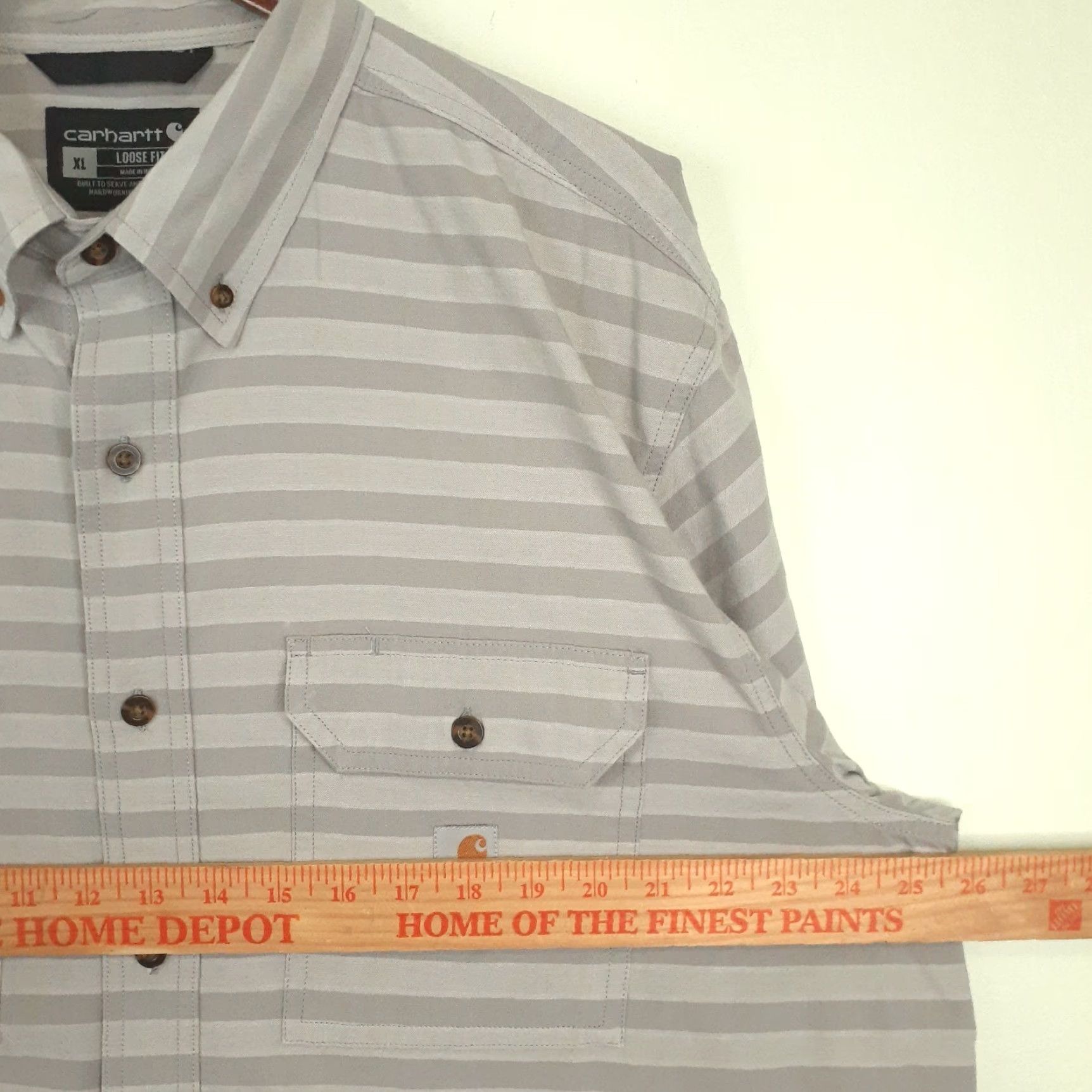 Carhartt VINTAGE Carhartt Loose Fit Short Sleeve Button Up Work Shirt Mens XL Gray Striped Size US XL / EU 56 / 4 - 5 Thumbnail