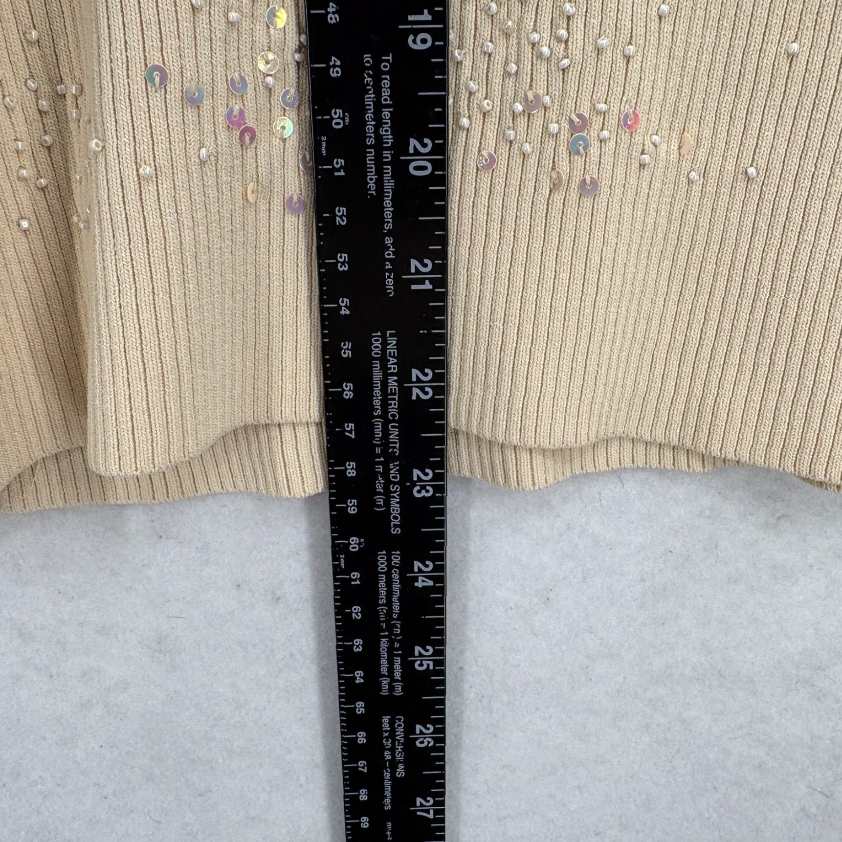 Vintage Radzoli Sweater Womens Large Beige Beaded Sequin V Neck Short Sleeve Knit NWT Size L / US 10 / IT 46 - 7 Thumbnail