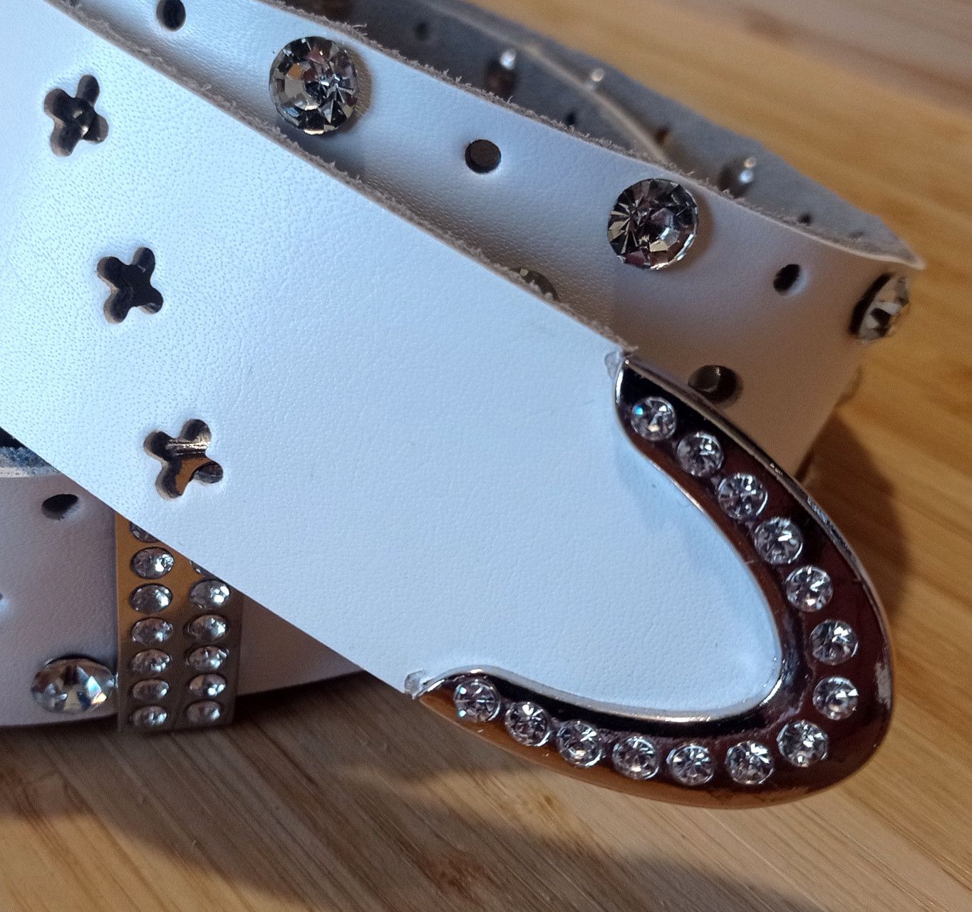 Japanese Brand × Vintage Vintage Punk Goth Cross Hollow Emboss Crystal Leather Belt Size ONE SIZE - 5 Thumbnail
