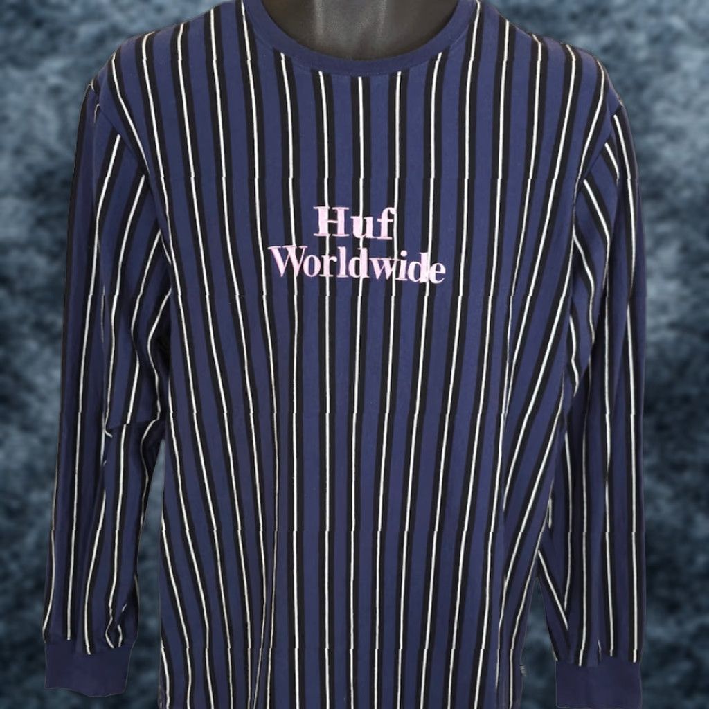 Huf VINTAGE? No — HUF WorldWide T Shirt Mens Size Large Blue Pink Striped Streetwear Shirt Mens Large Blue Striped Streetwear Size US L / EU 52-54 / 3 - 1 Thumbnail