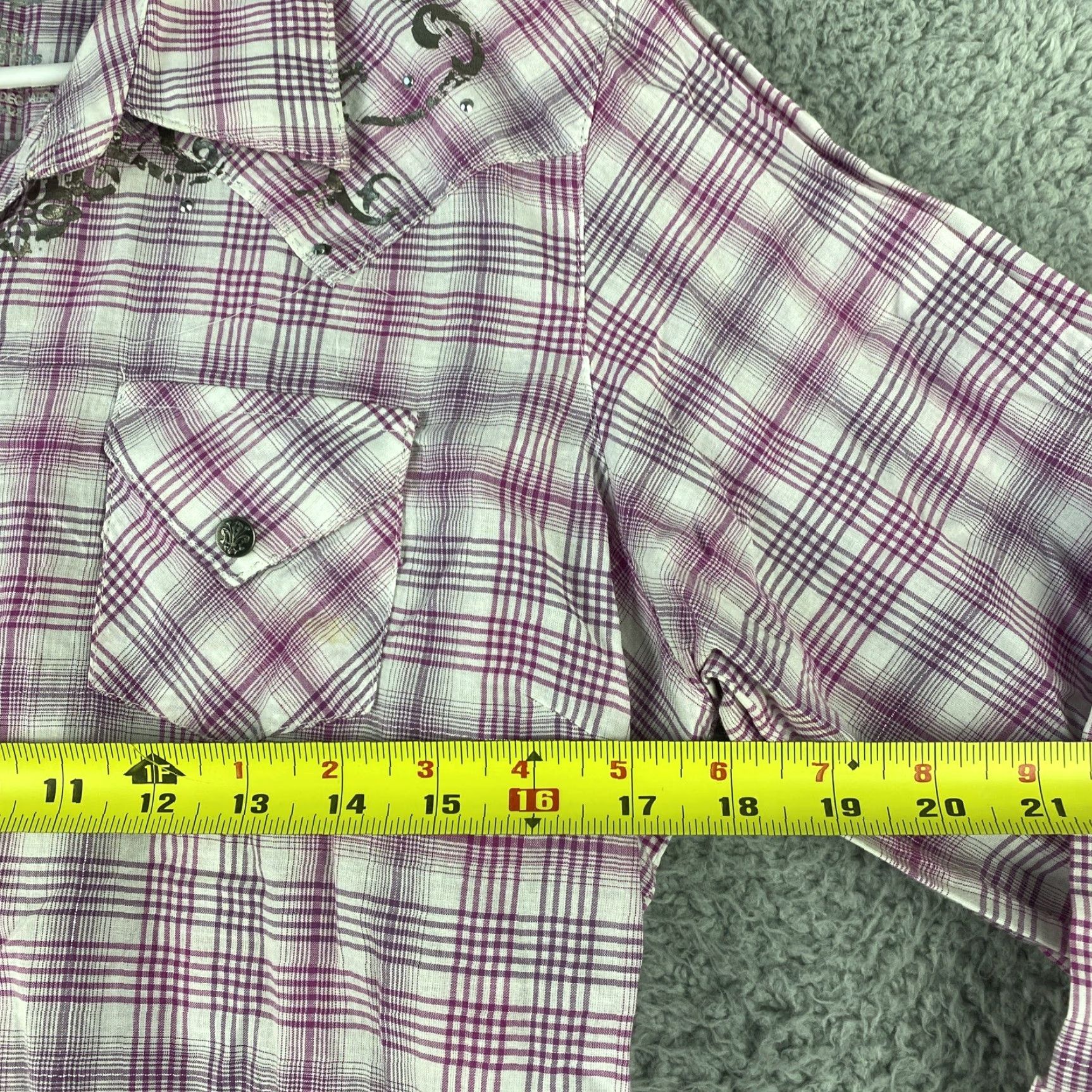 Wrangler VINTAGE Wrangler Rock 47 Pearl Snap Shirt Western Plaid Men’s Large Pink 47-32 Rhinestone Snap Closure Size US L / EU 52-54 / 3 - 5 Thumbnail