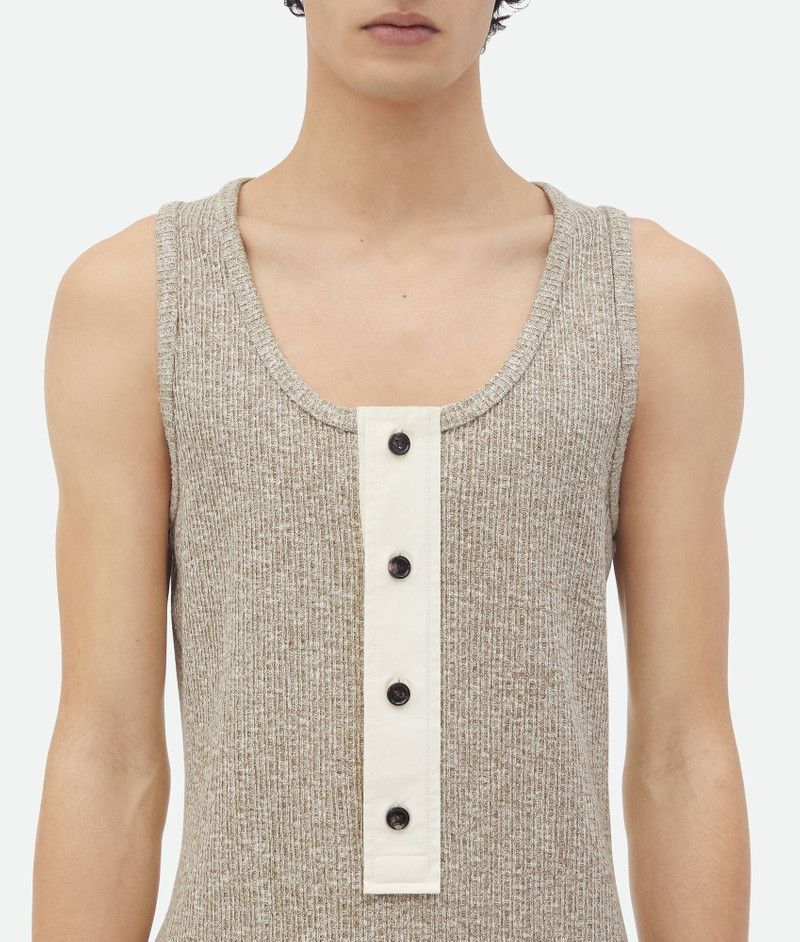 Bottega Veneta o1bcso1str0526 Cotton Mouline Jersey Tank Top Beige/White Size US L / EU 52-54 / 3 - 5 Thumbnail