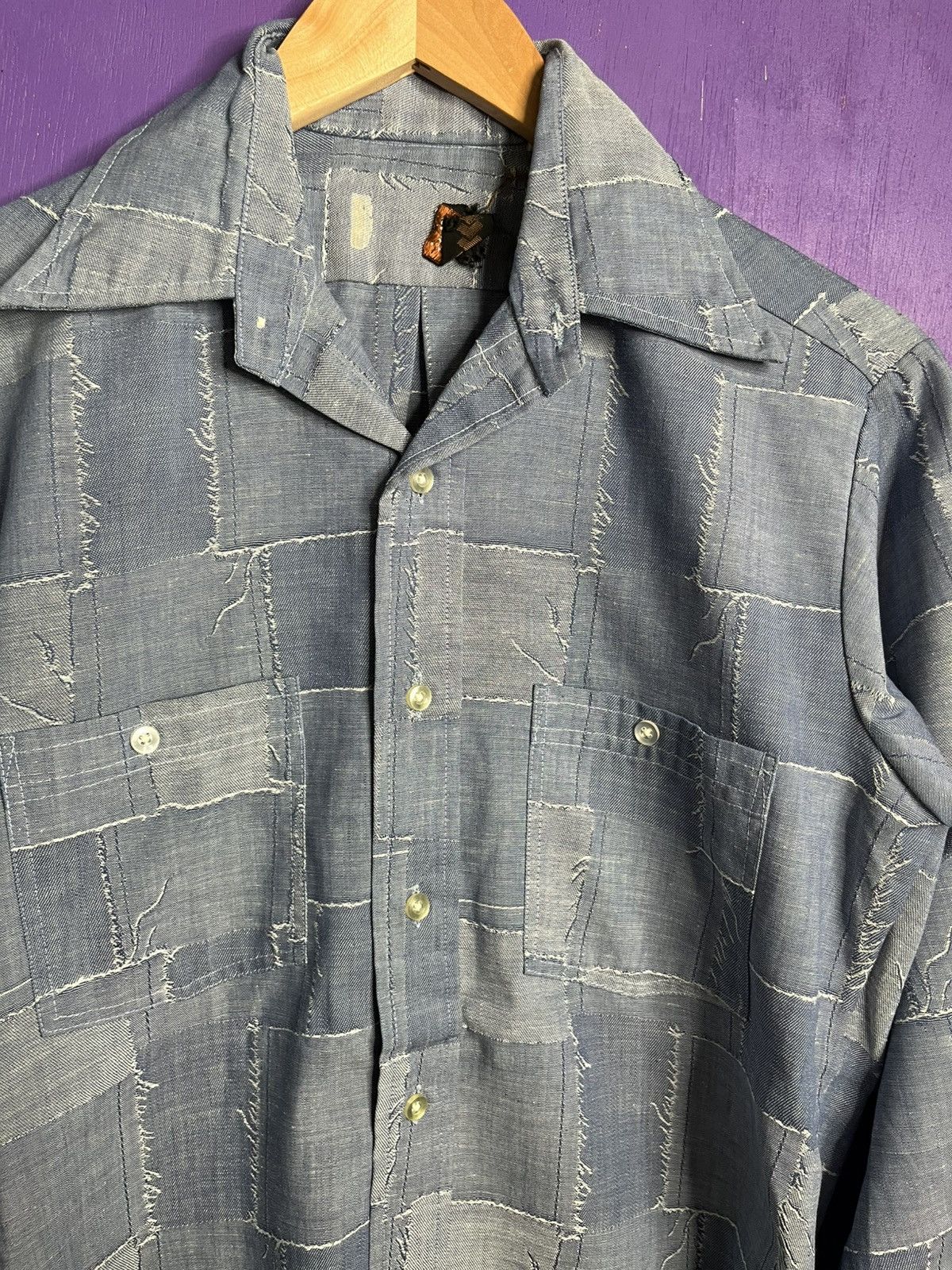 Vintage Vintage 70s cut n sew checkered pattern button up Size US M / EU 48-50 / 2 - 3 Thumbnail