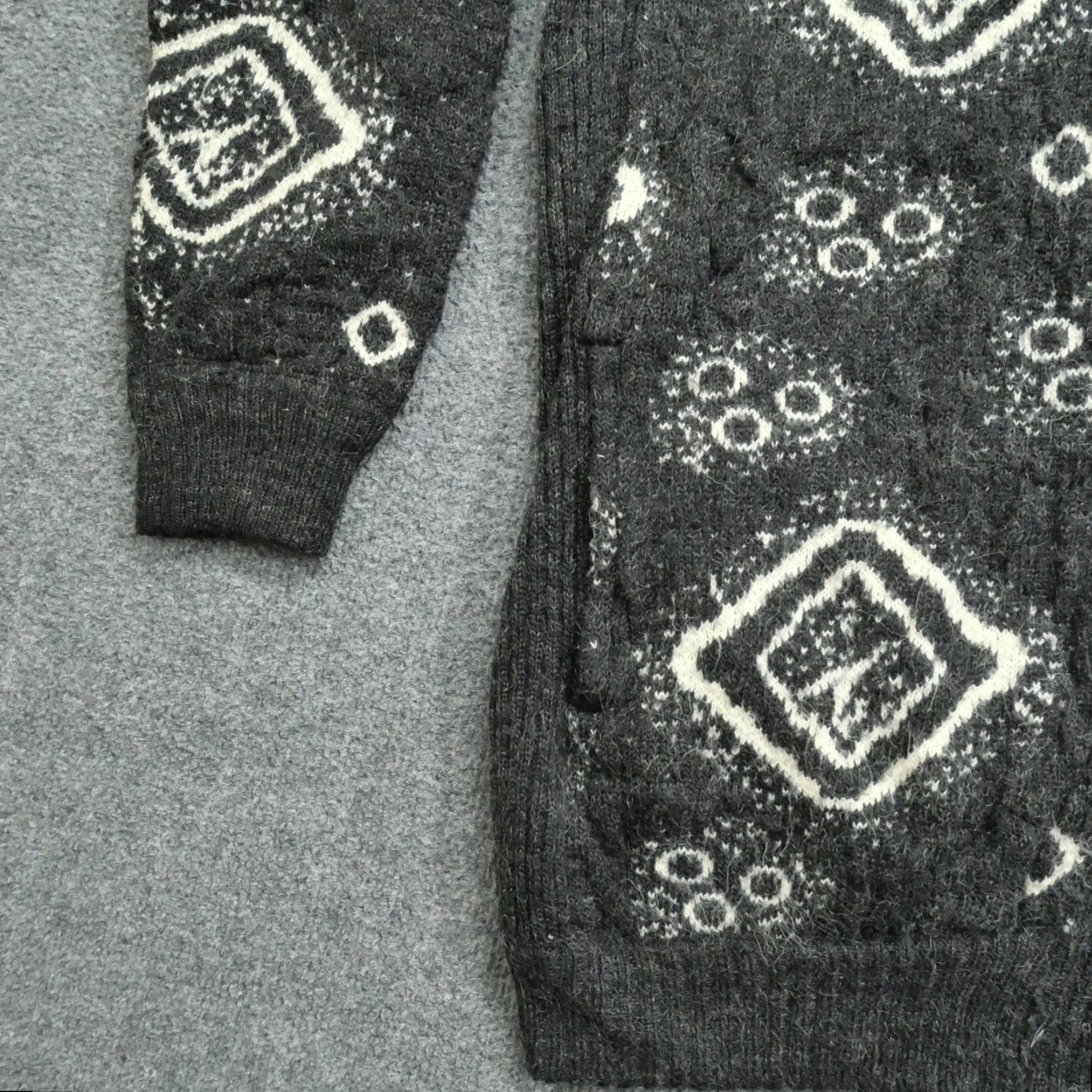 Vintage VINTAGE Lady Lilly Cardigan Sweater Womens 22 Plus Brown Grey Cream Wool Blend Knit Pockets 80s Size 3XL / US 20-22 - 3 Thumbnail