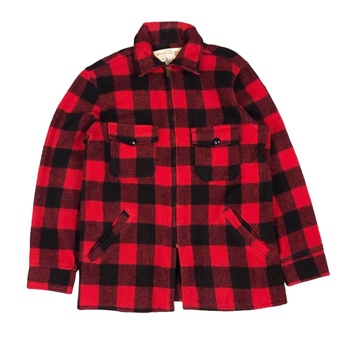 Hudsons Bay × Vintage 80s HUDSON BAY WOOL FLANNEL CHECK ZIPPER JACKET Size US M / EU 48-50 / 2 - 1 Thumbnail