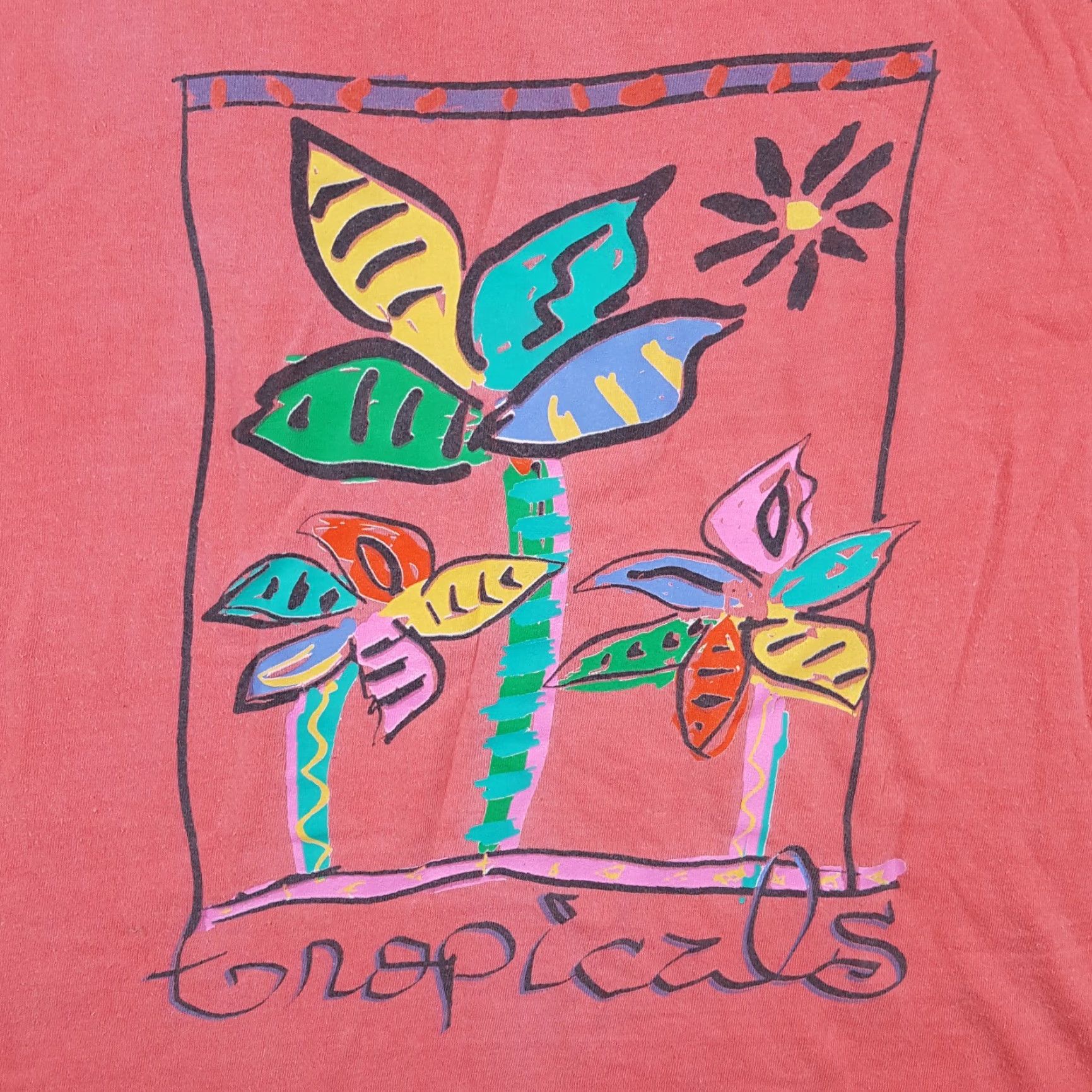 Vintage VINTAGE 90s Next Exit Tropical Beach Art Surf T-Shirt Women's One Size Pink Short Sleeve Retro Size ONE SIZE - 2 Thumbnail