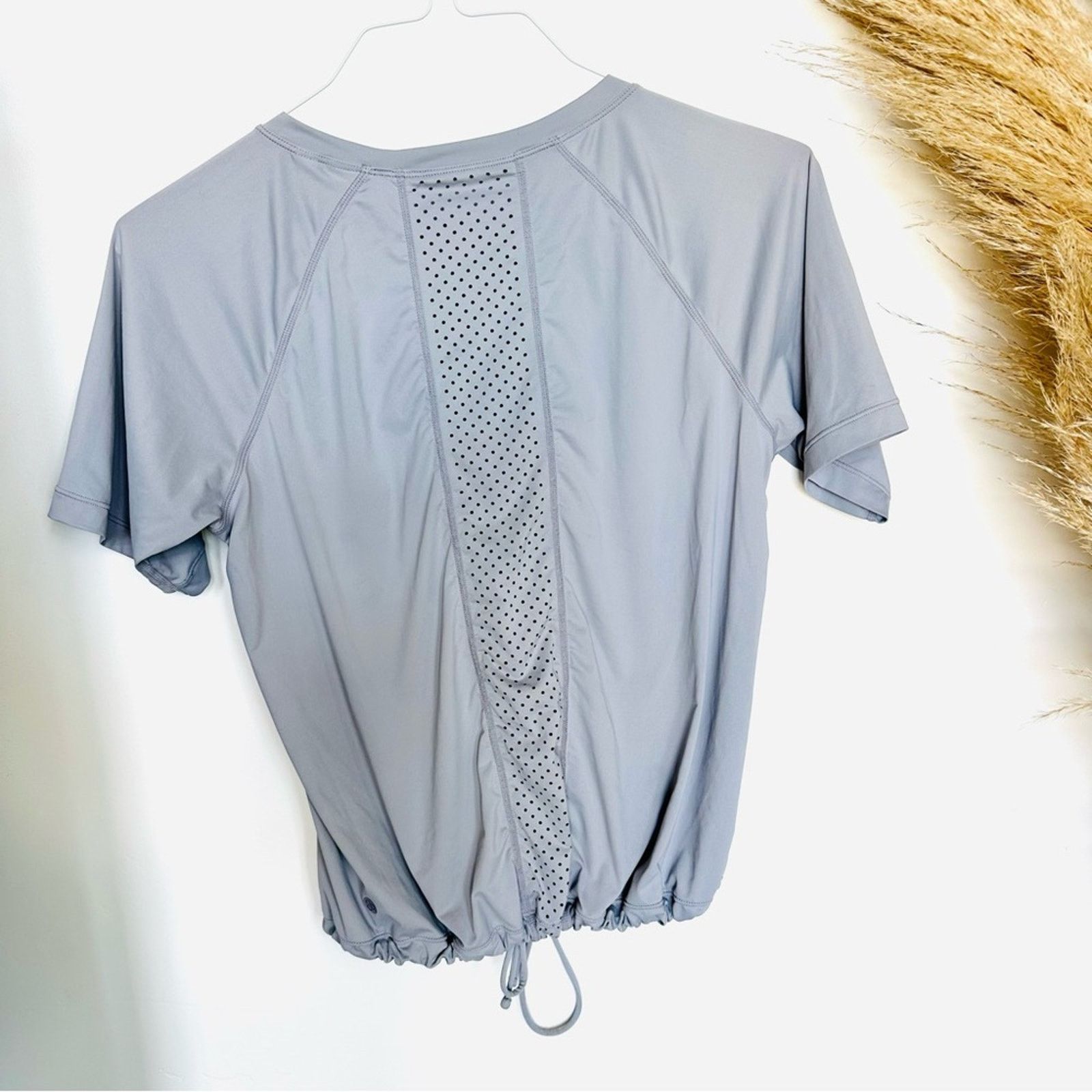 Nordstrom NORDSTROM ZELLA Grey Short Sleeve Drawstring Tie Shirt Top Size XS / US 0-2 / IT 36-38 - 7 Thumbnail