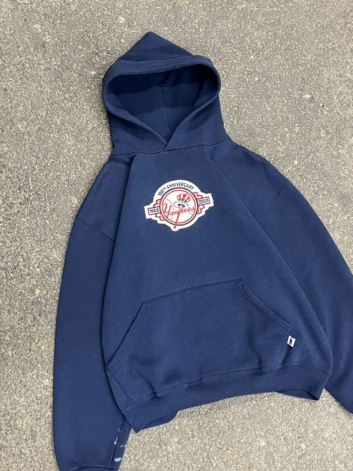 Russell Athletic × Vintage Russell athletic NY Yankees boxy fit hoodie rare y2k hype Size US M / EU 48-50 / 2 - 3 Thumbnail