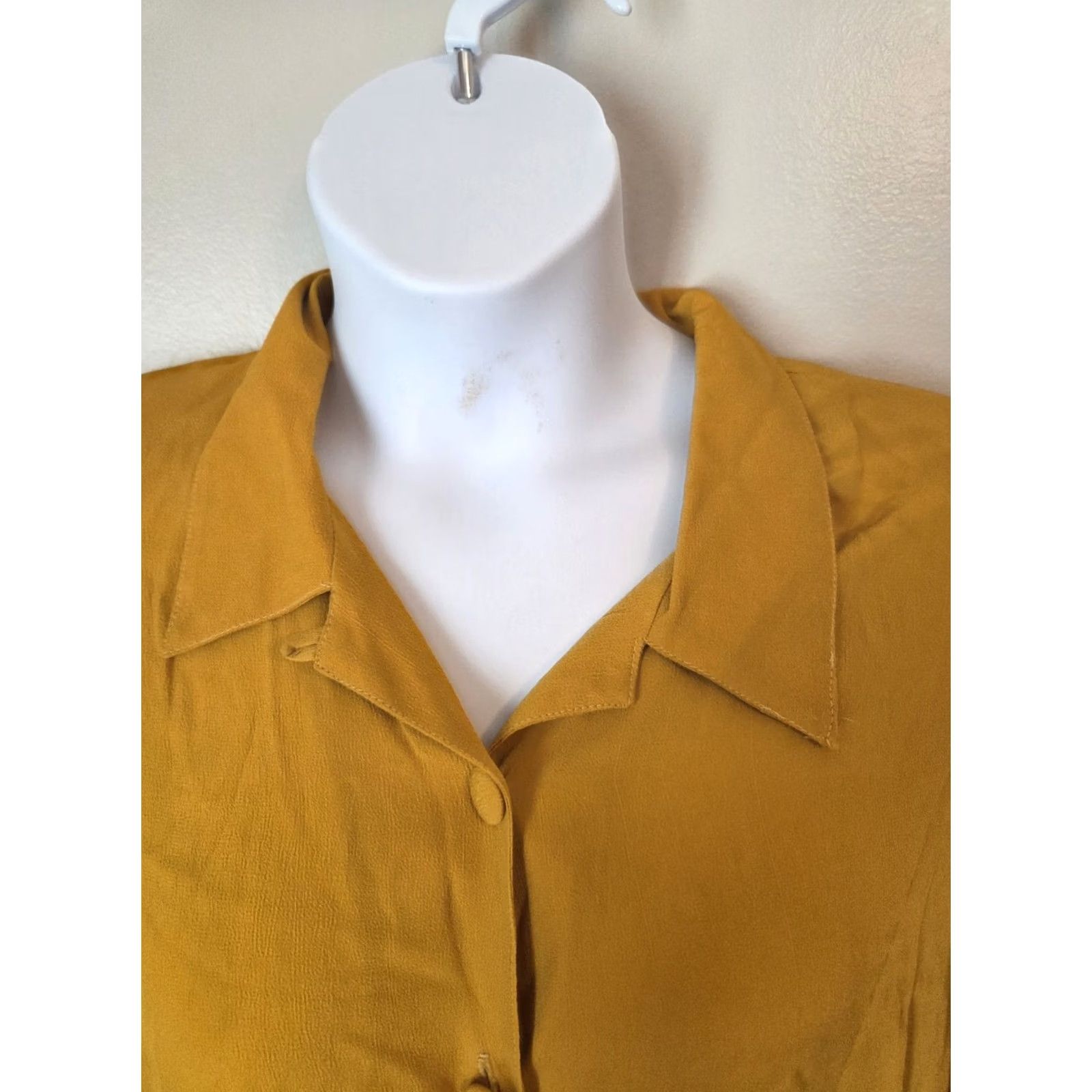 Vintage Vintage Carole Little Shirt 16 Mustard Yellow Button Up Top 80s Size XXL / US 16-18 / IT 52-54 - 2 Thumbnail