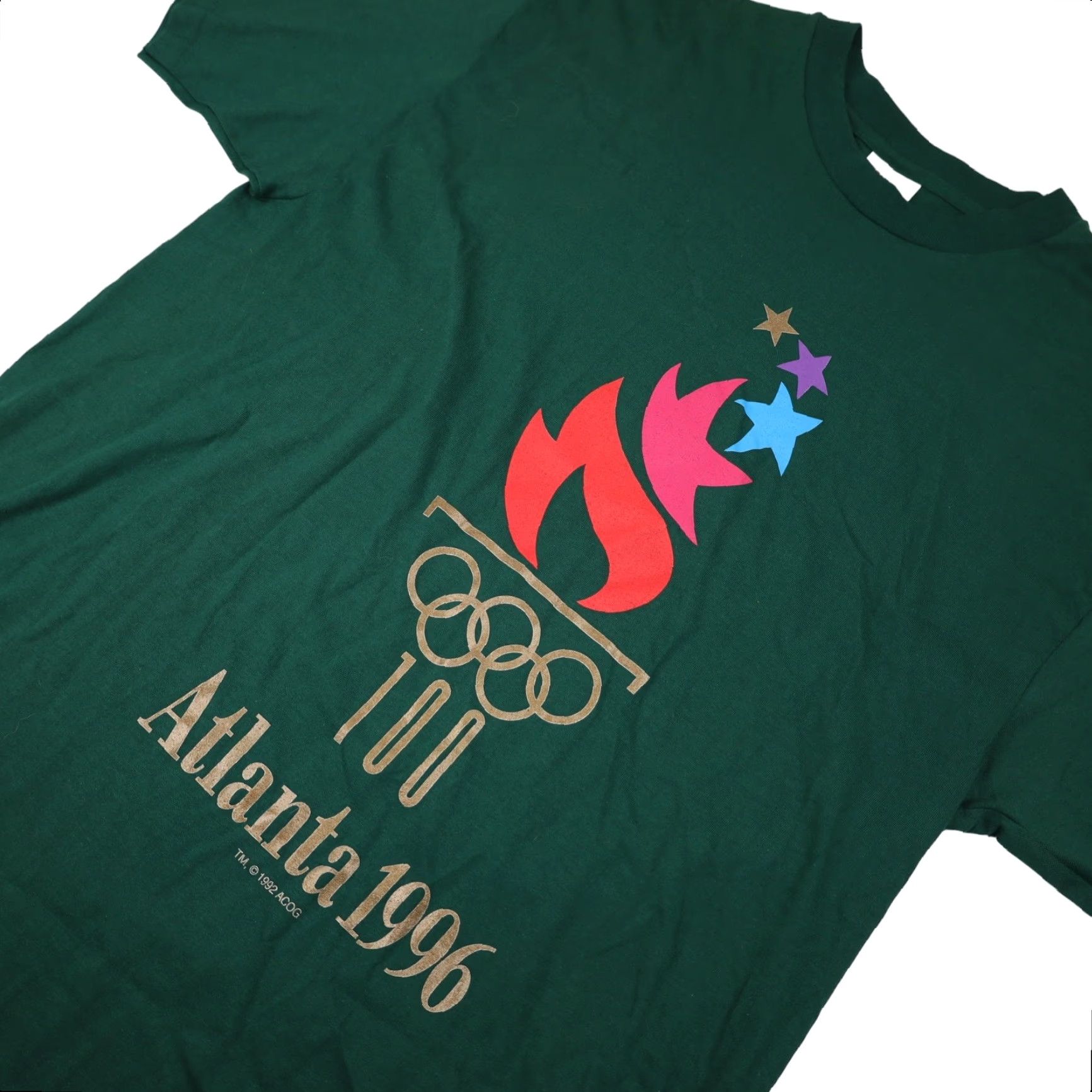 Vintage VINTAGE 1996 Atlanta USA Olympics Mens XL Graphic T Shirt Green Size US XL / EU 56 / 4 - 2 Thumbnail