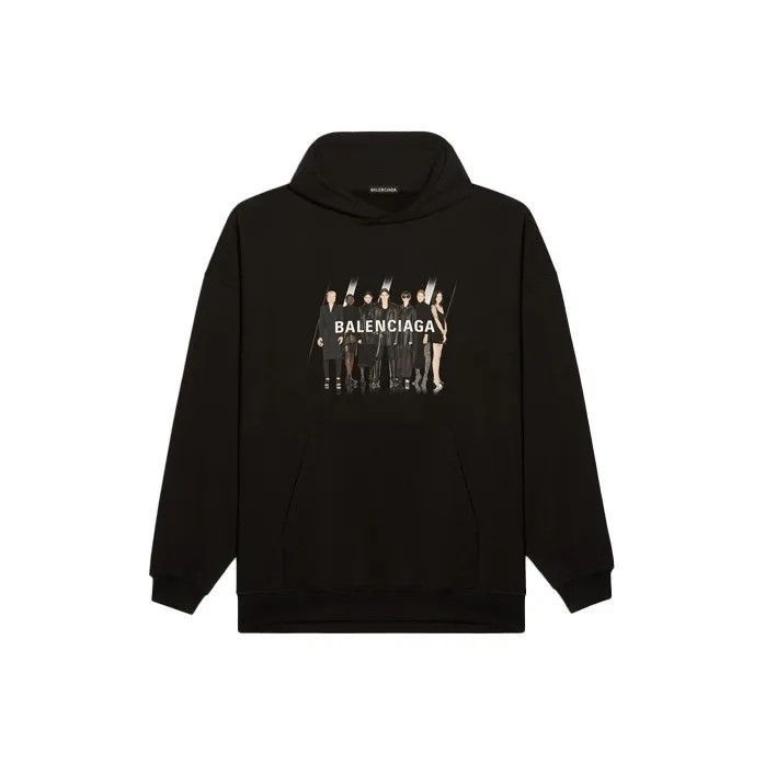 Balenciaga Balenciaga Black Hooded Sweatshirt with Logo Print 0079-250 Size US XXS / EU 40 - 1 Thumbnail
