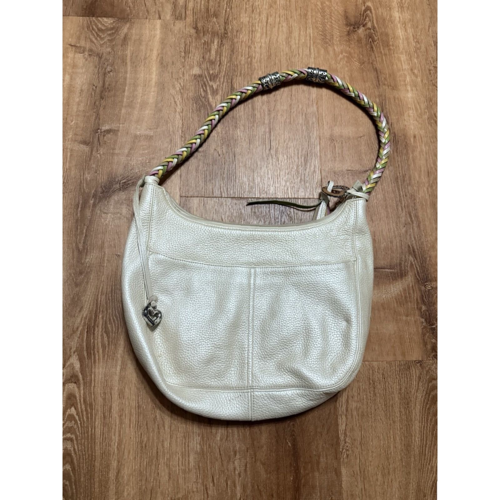 Brighton Brighton Barbados Hobo Bag Purse Handbag Cream White Leather Bright Multi Braid Woman Medium Size ONE SIZE - 2 Thumbnail