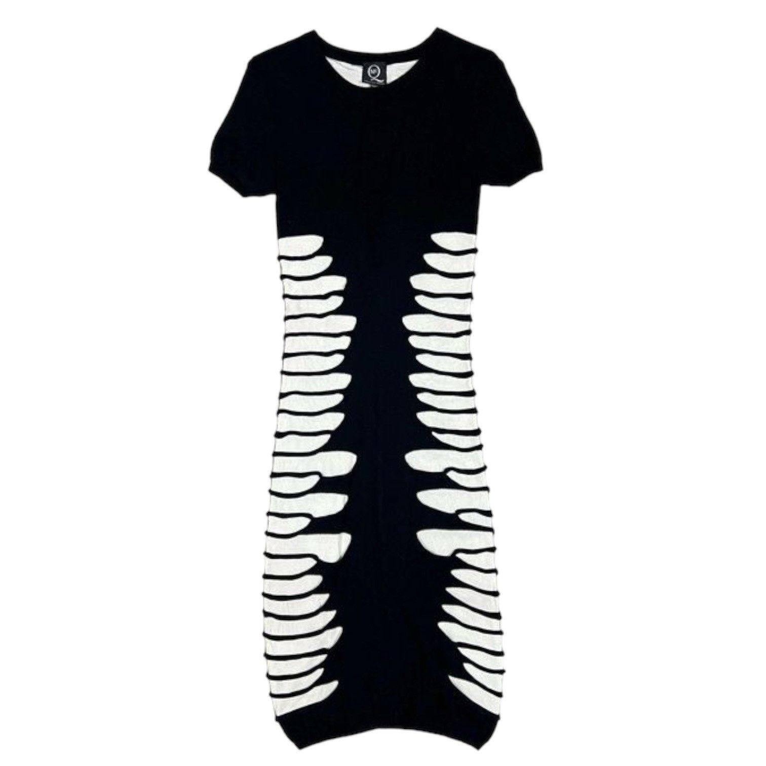 image of Mcq By Alexander Mcqueen Monochrome Knit Cut Out Dress in Black, Women's (Size Small)