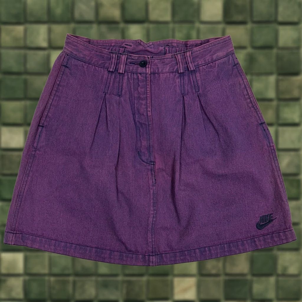 Nike VINTAGE Nike Andre Agassi Challenge Court Acid Wash Denim Tennis Skirt Size M Purple 90s Womens Size 32" / US 10 / IT 46 - 1 Thumbnail
