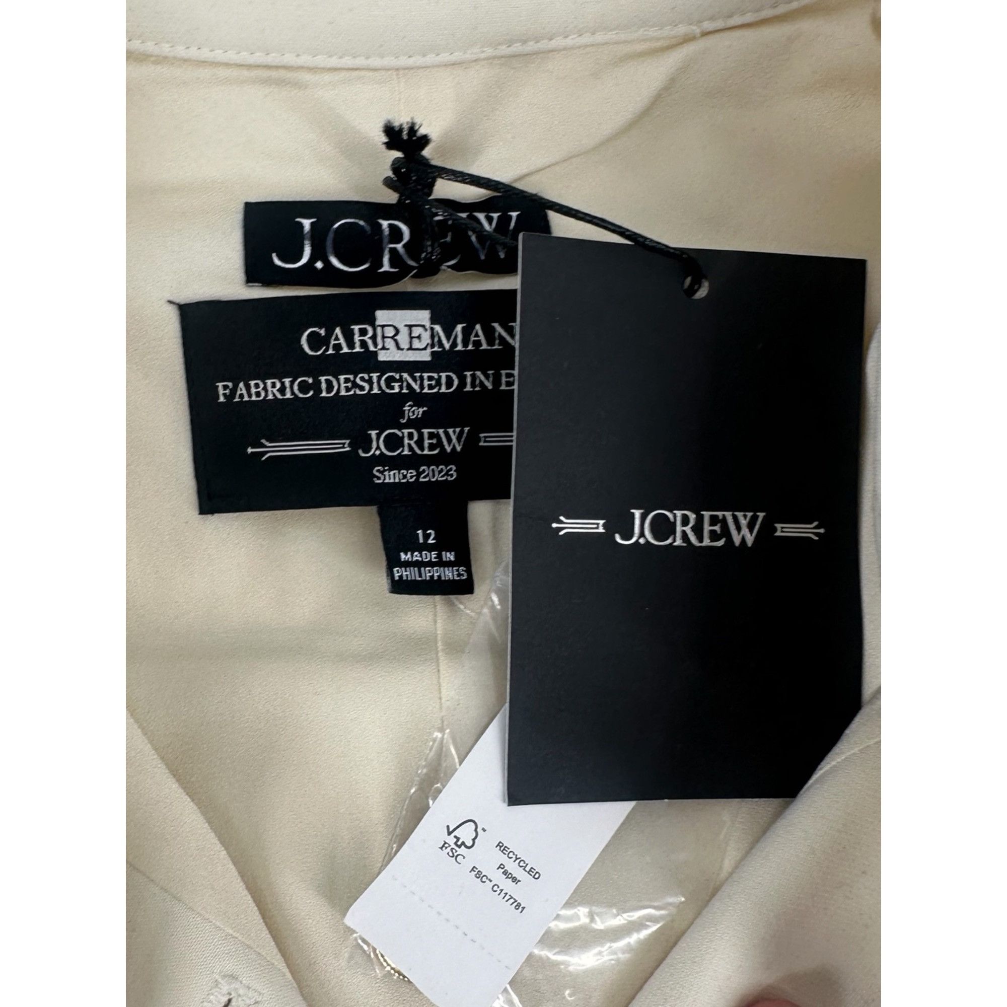 J.Crew J.Crew Classic Mod Tailored Mini Shirtdress 12 Ivory Gold Bu Size XL / US 12-14 / IT 48-50 - 5 Thumbnail
