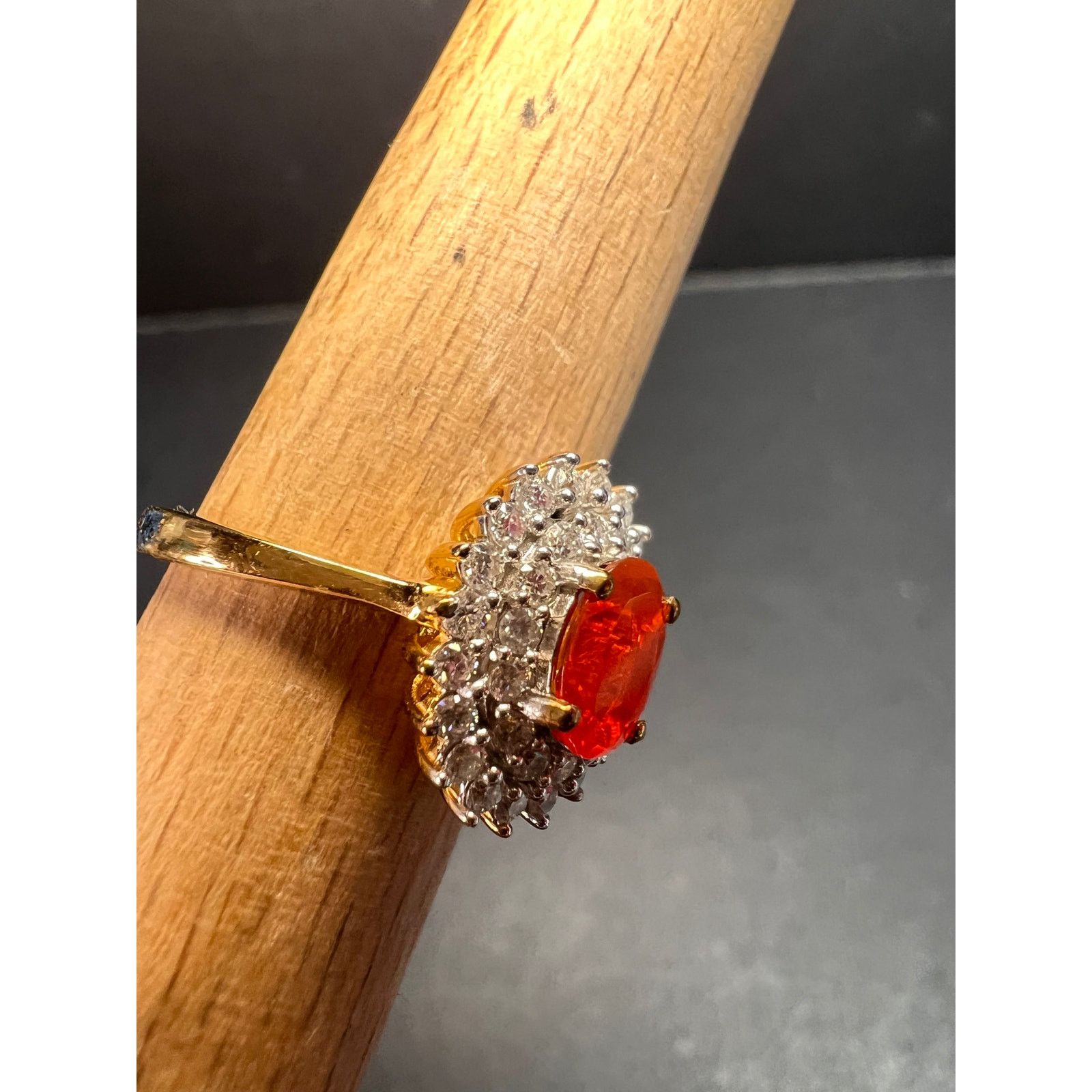 Other Mexican Cherry fire opal moissanite ring in vermeil size 5 Size ONE SIZE - 16 Thumbnail