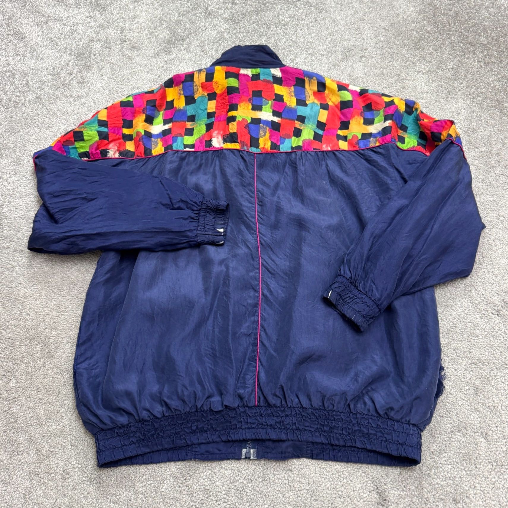 Vintage Vintage Robert Stock Silk Windbreaker Jacket Mens L Blue 90s Retro All Seasons Pockets Zip Front Short Length Regular Fit Size US L / EU 52-54 / 3 - 2 Thumbnail